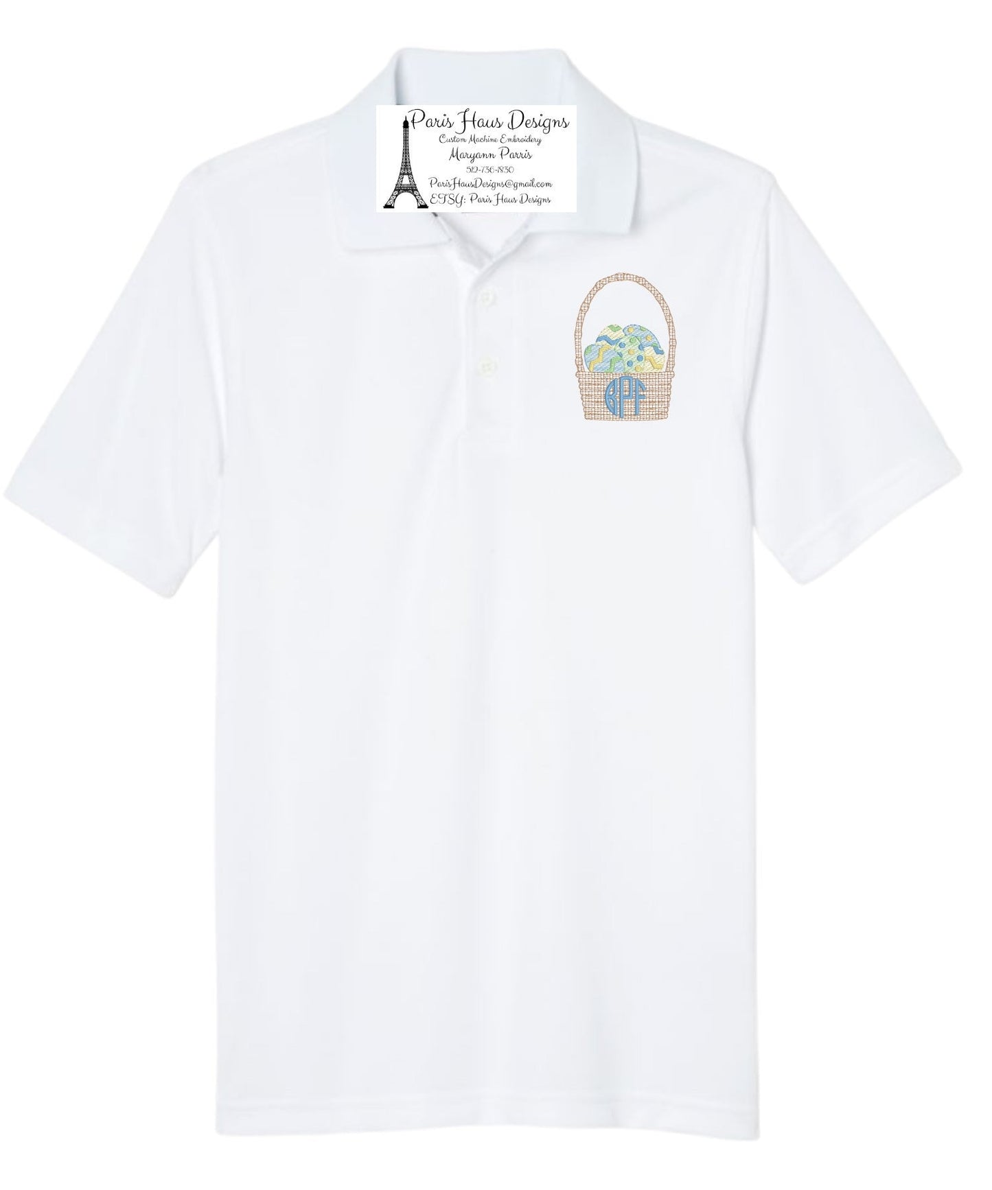 Boys Easter Basket Monogram Polo Design