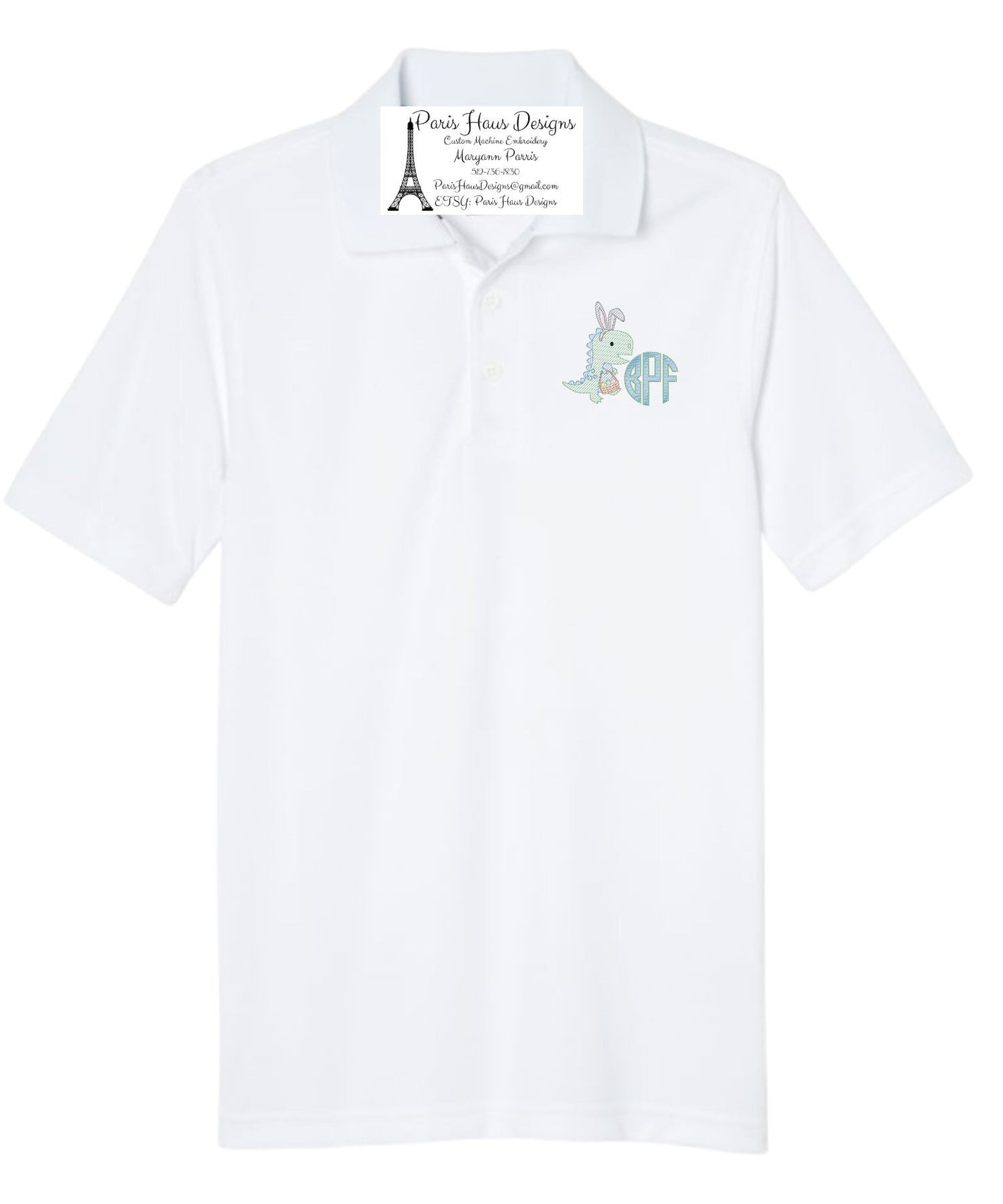 Boys Easter Dino Monogram Polo Design