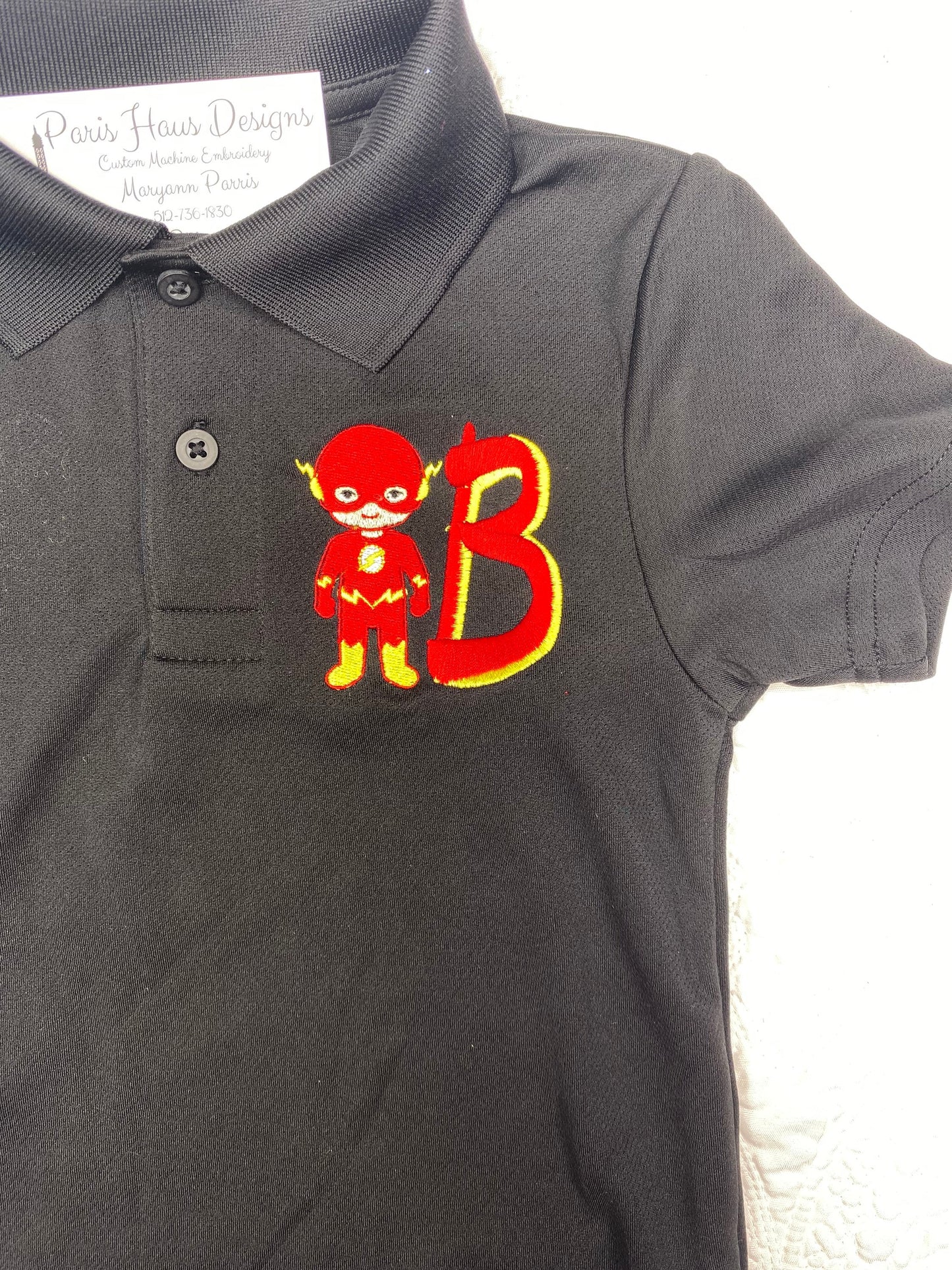 Monogramed Superhero Polo Shirt for Boys