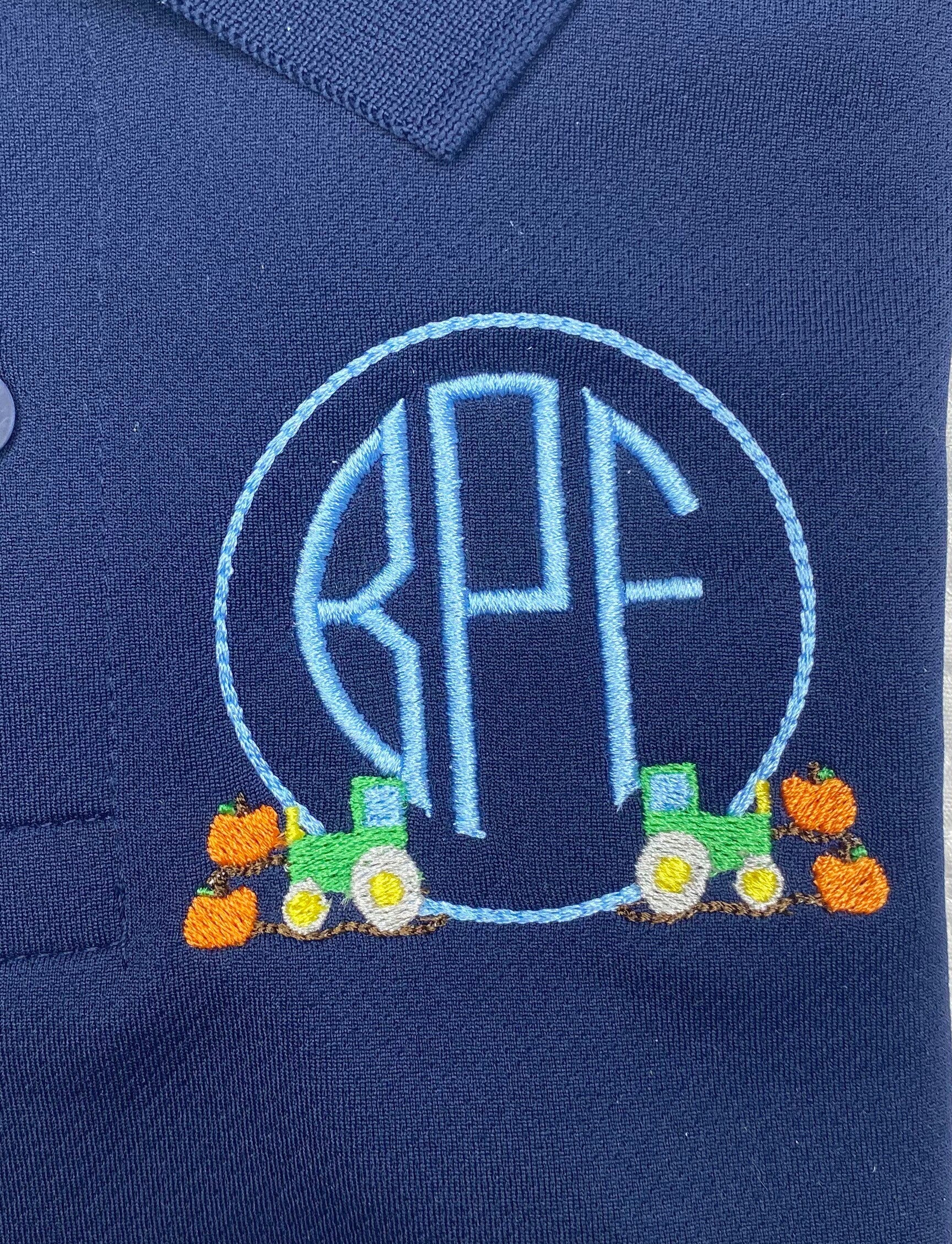 Boys Fall Pumpkin Tractor Polo Design