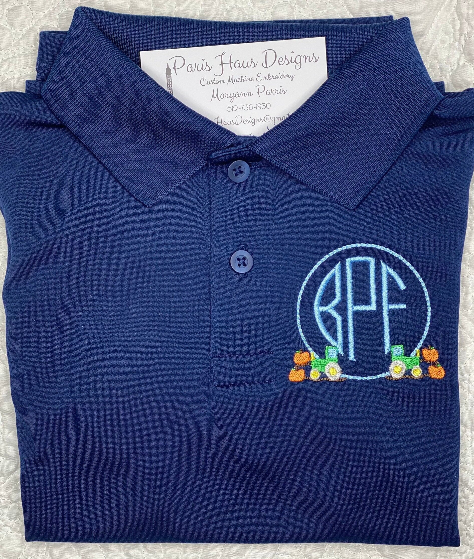 Boys Fall Pumpkin Tractor Polo Design