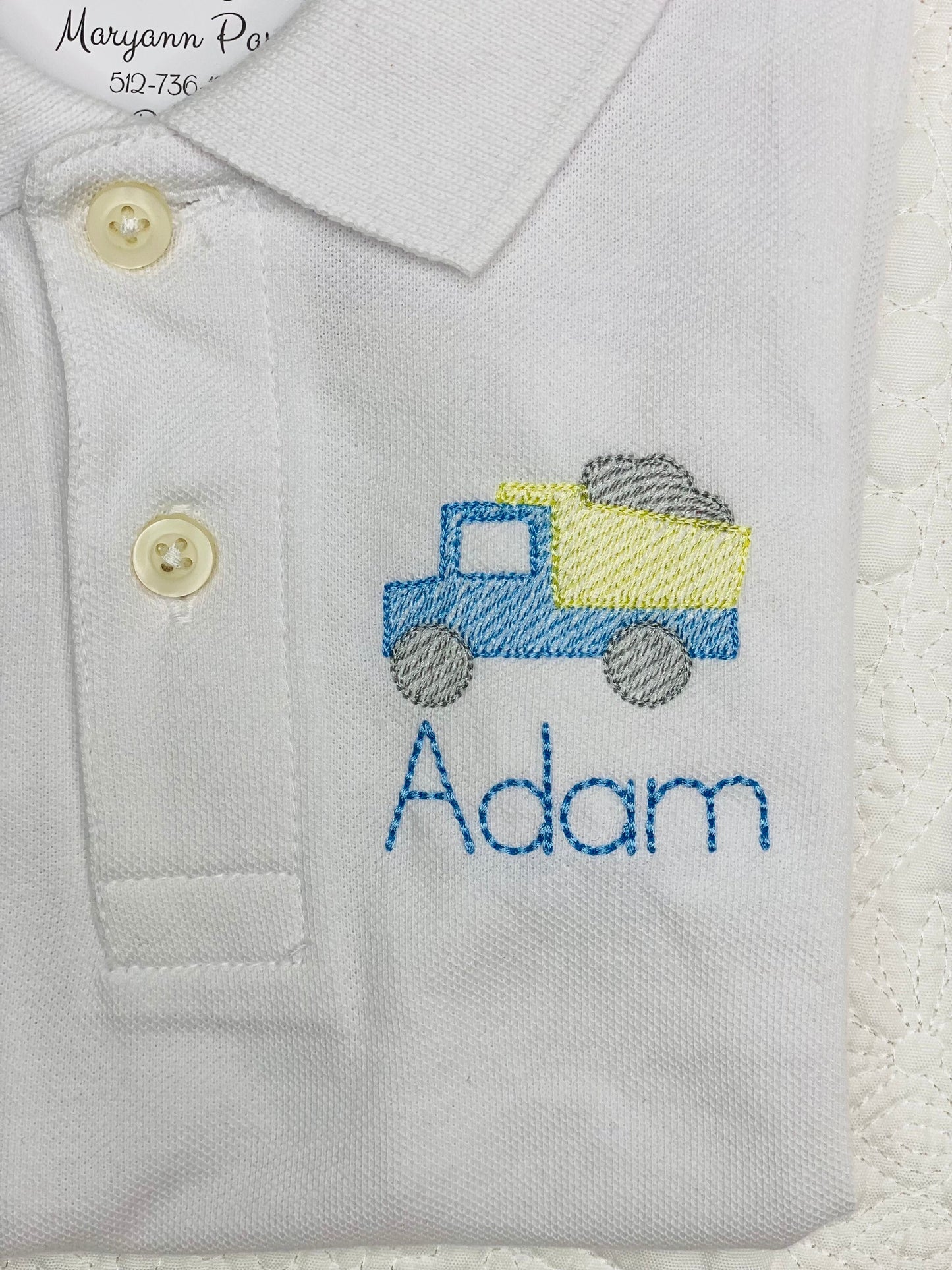 Boys Dump Truck Monogram Polo Design