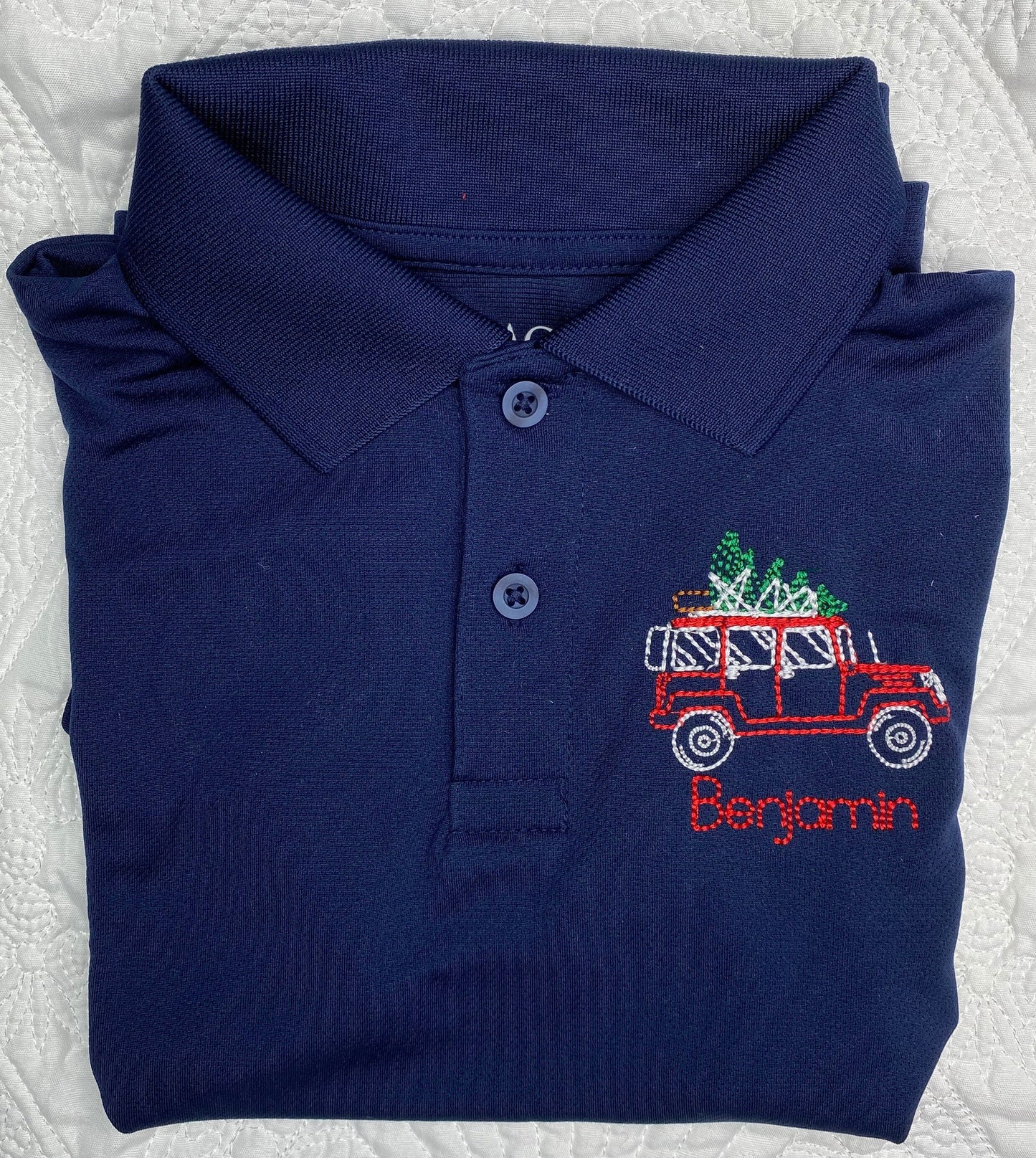 Boys Jeep with Tree Polo Design