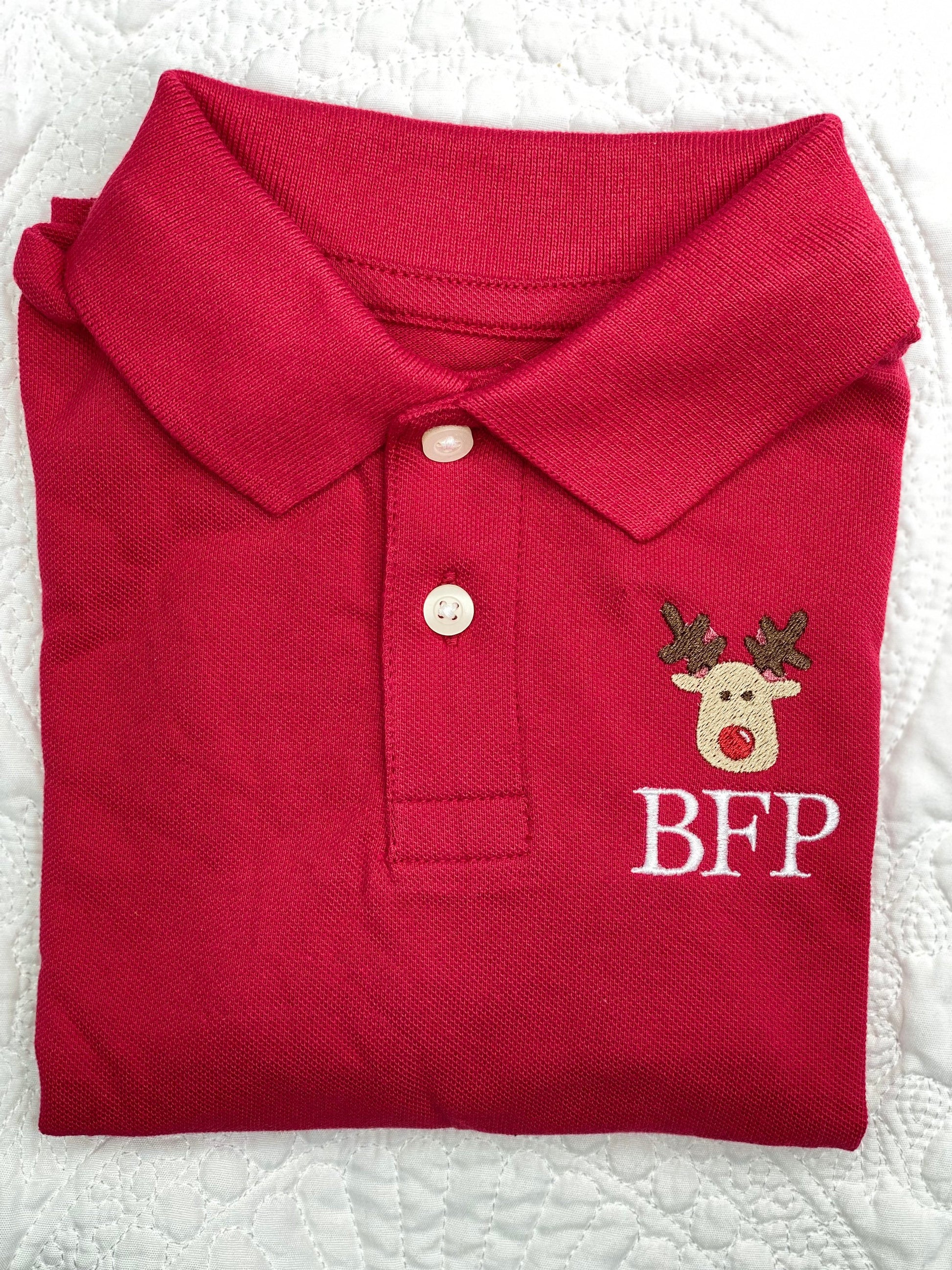 Boys Reindeer Monogram Polo Design