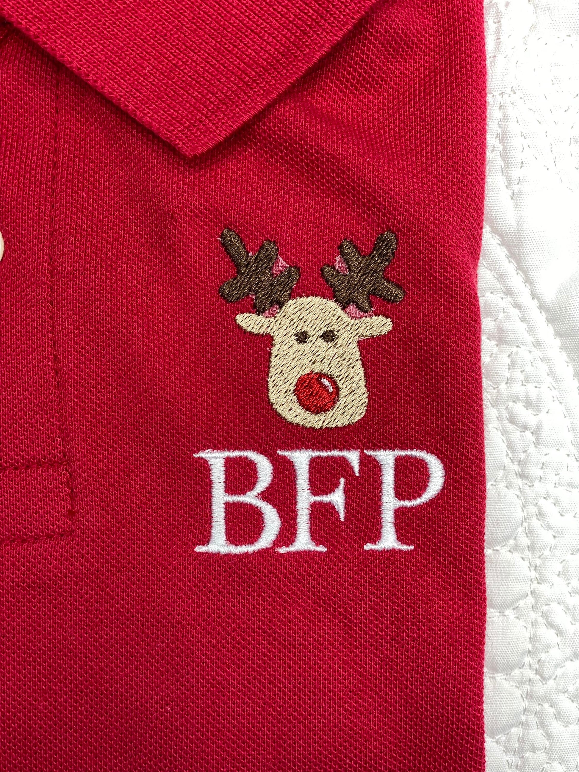 Boys Reindeer Monogram Polo Design