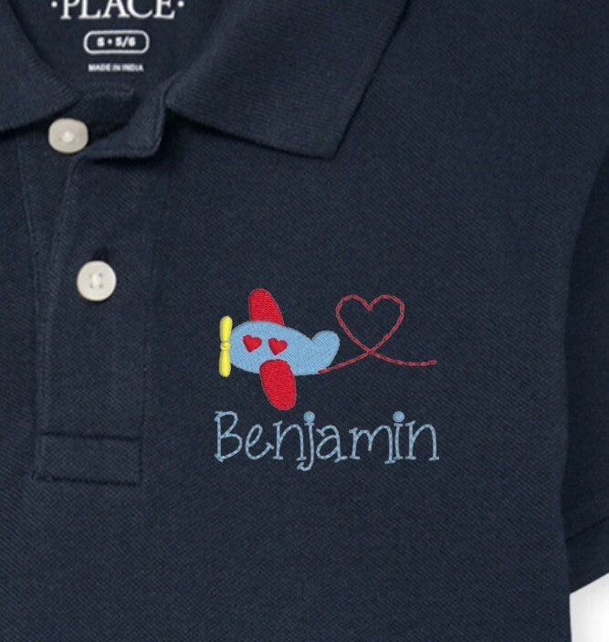 Boys Valentine's Day Plane Polo Design