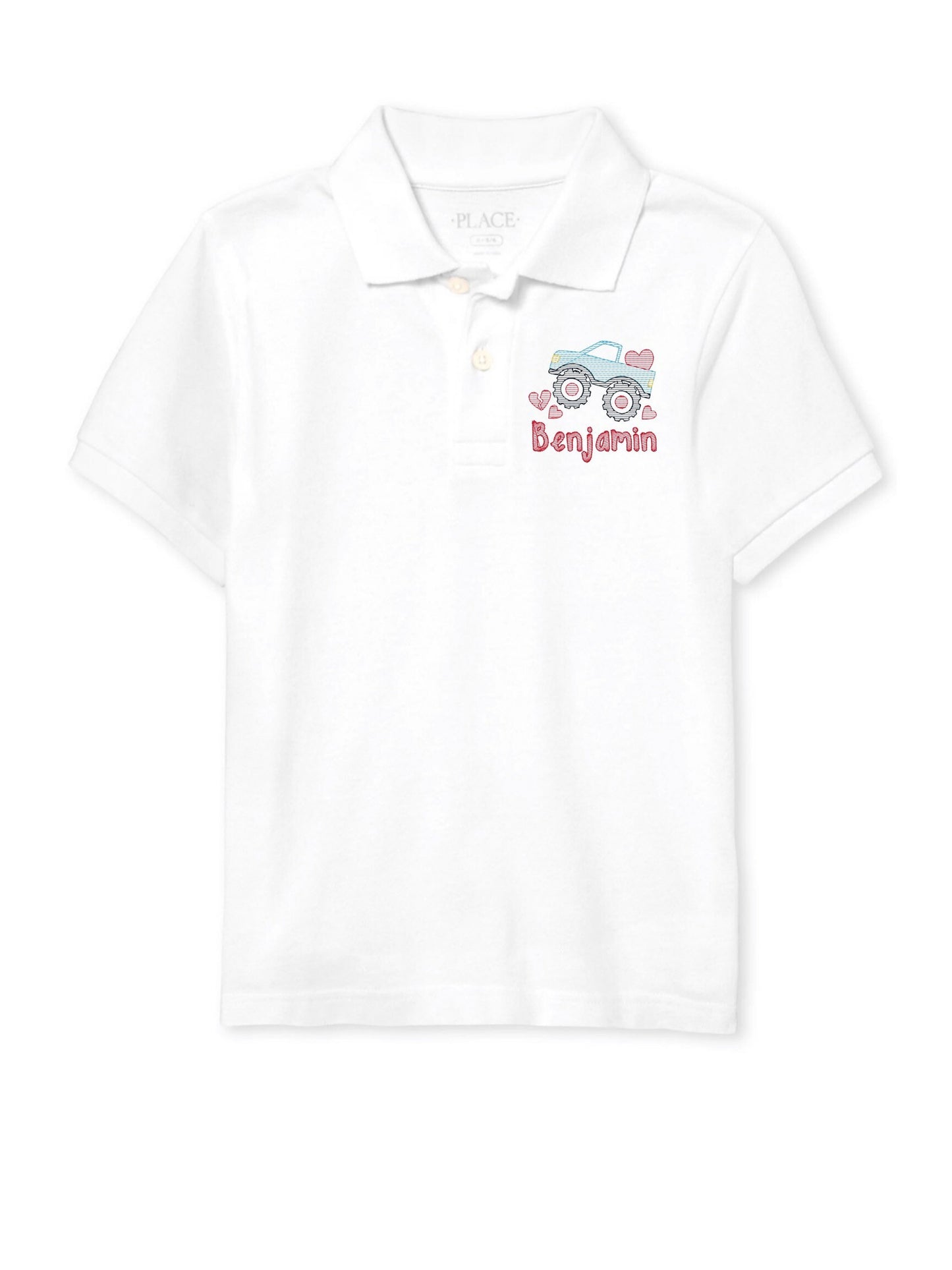 Boys Monster Truck Valentine's Day Polo Design