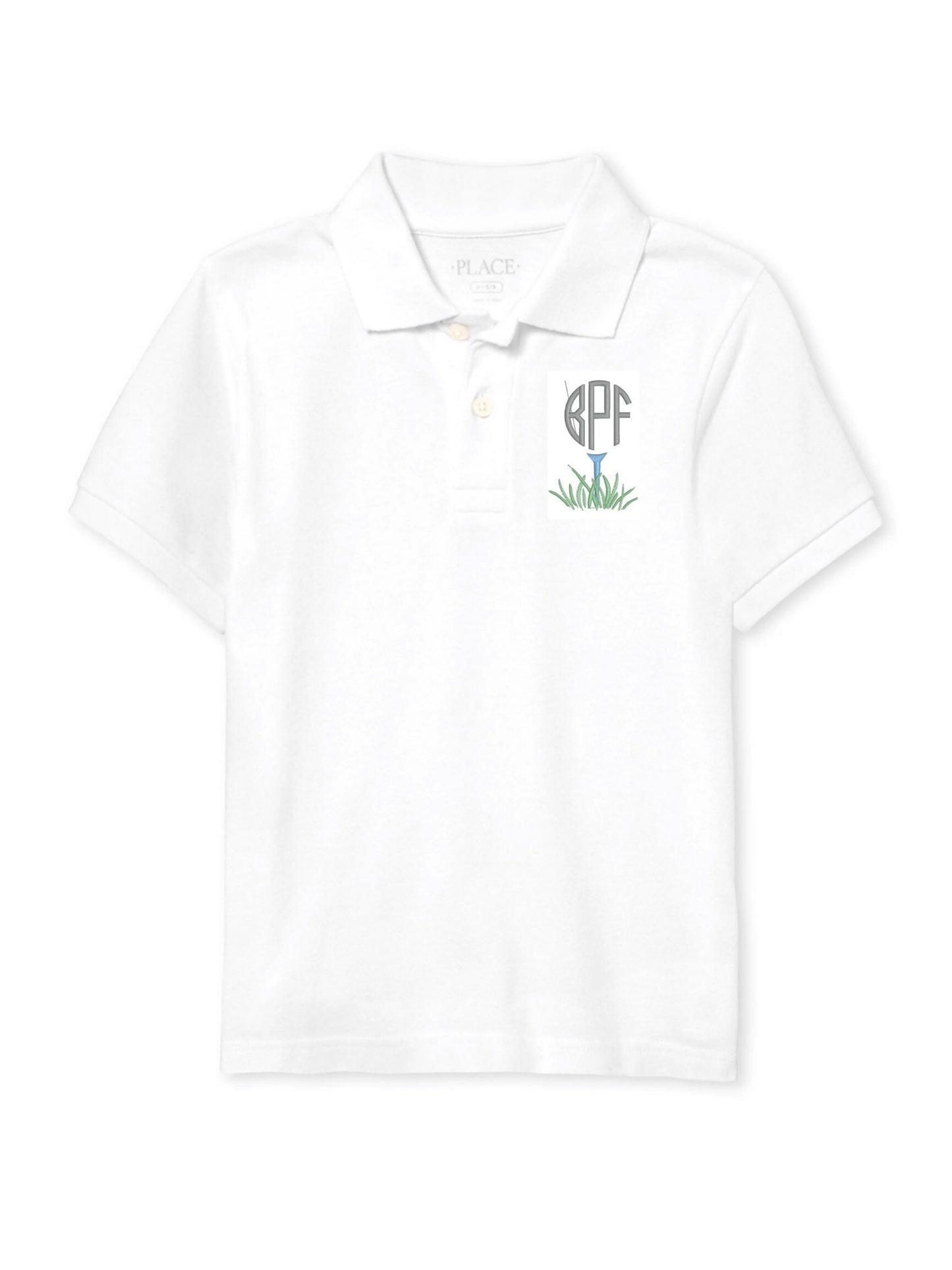 Boys Golf Ball and Tee Monogram Polo Design