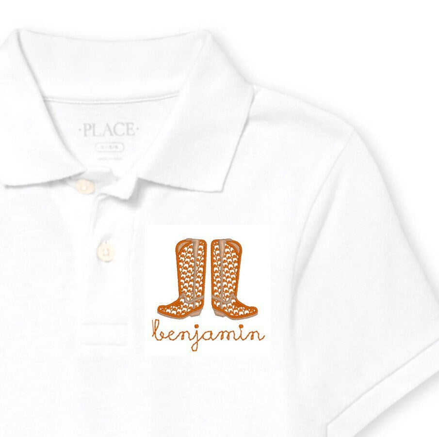Boys Cowboy Boots Monogram Polo Design