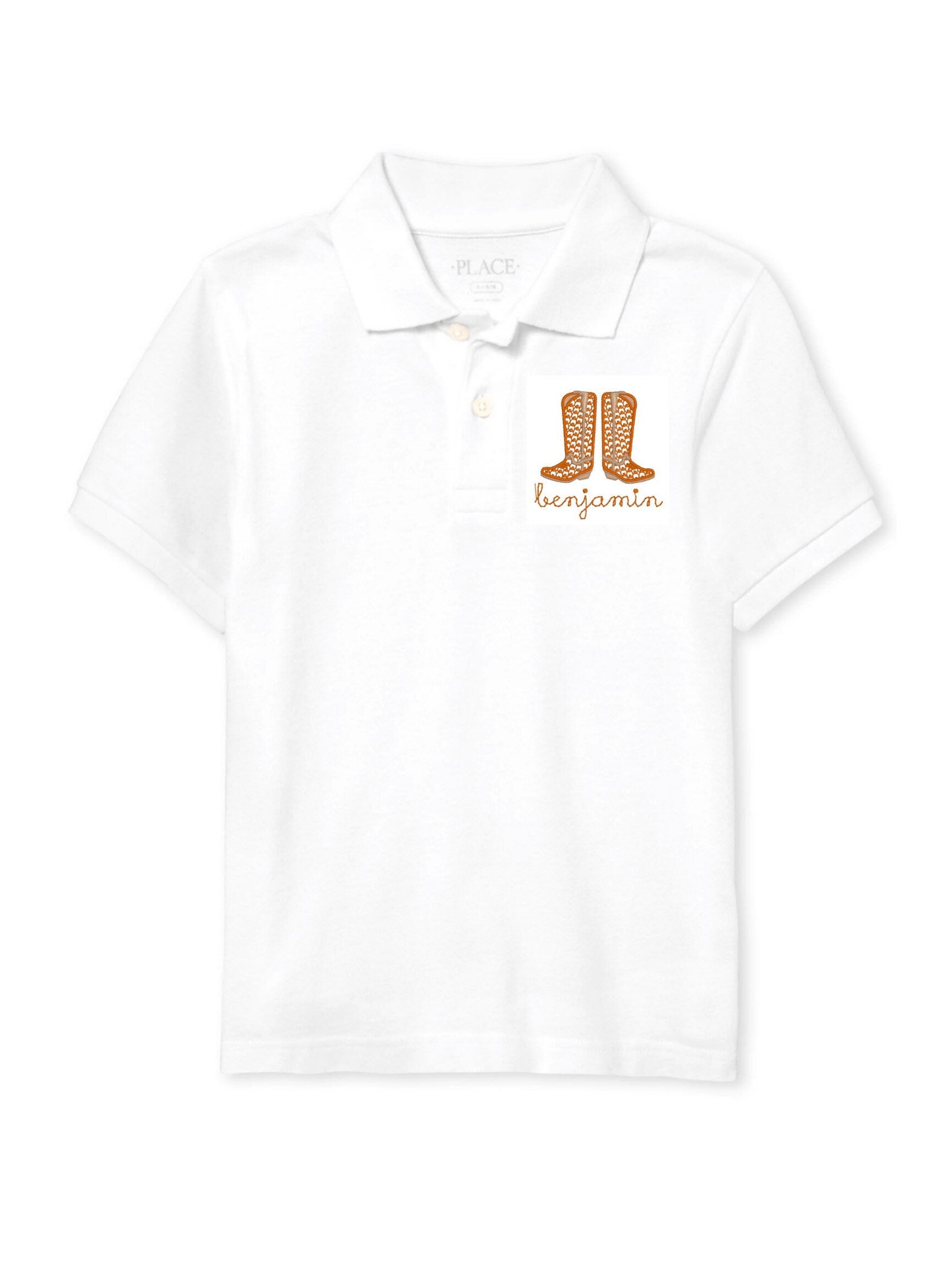 Boys Cowboy Boots Monogram Polo Design