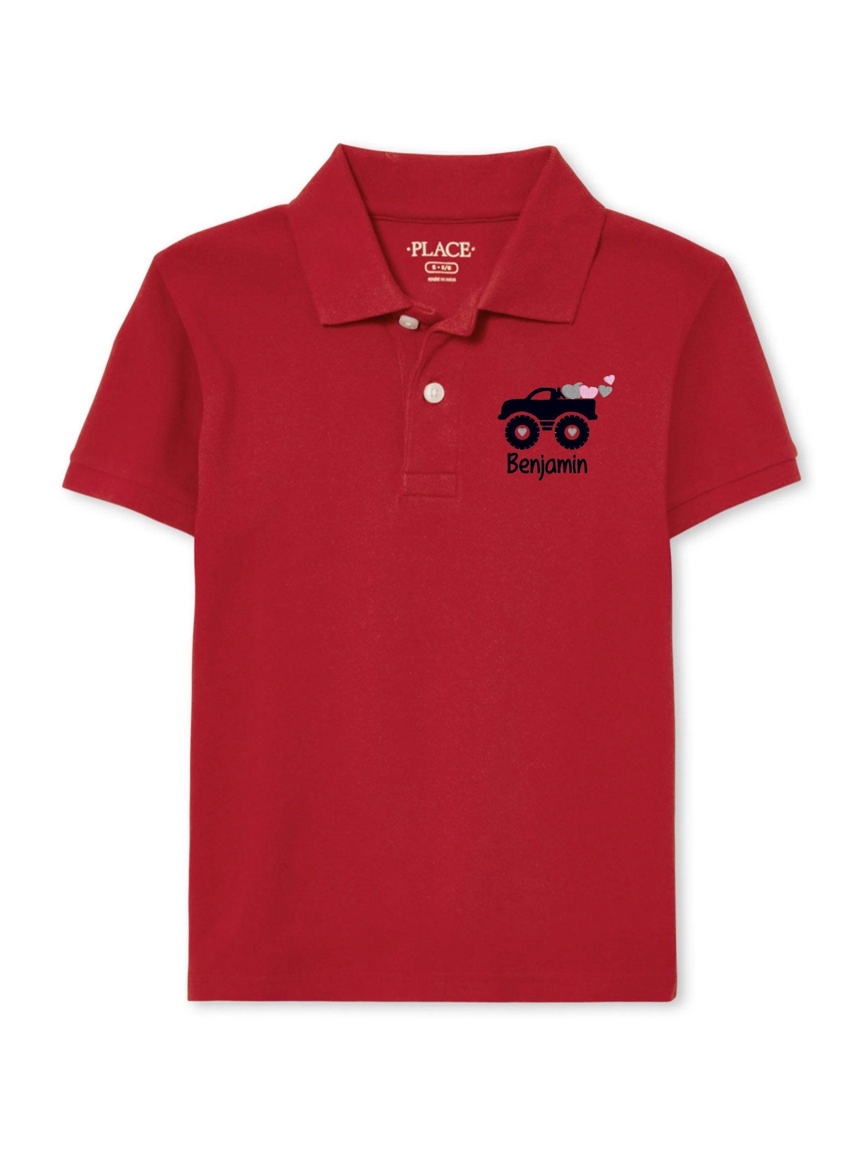 Boys Monster Truck Valentine's Day Polo Design