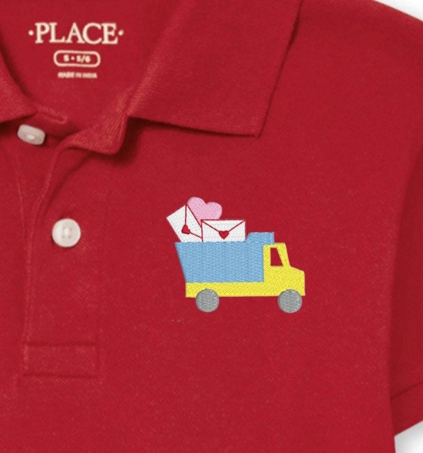 Boys Valentine's Day Dump Truck Polo Design