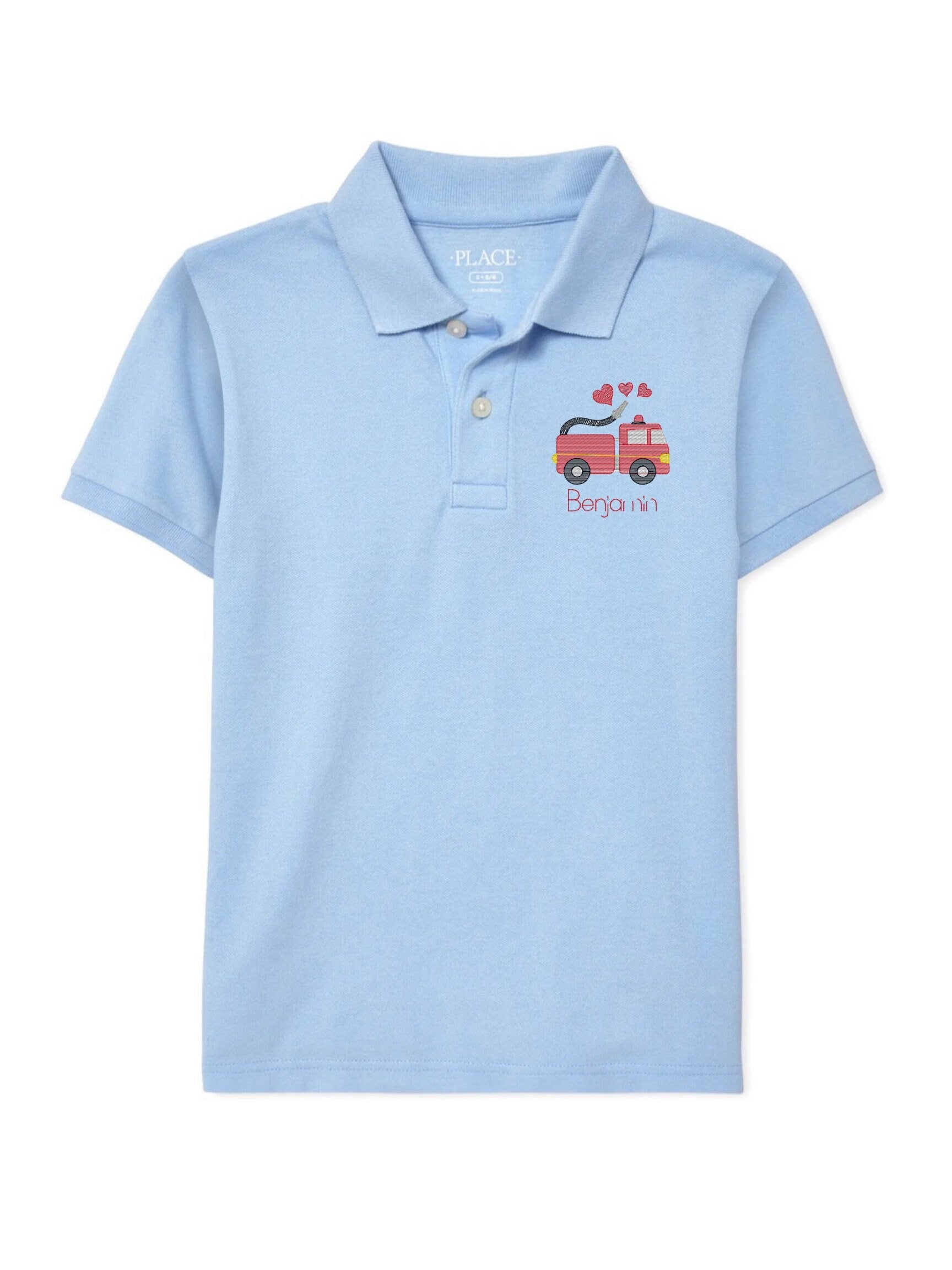 Boys Valentine's Day Fire Truck Polo Design