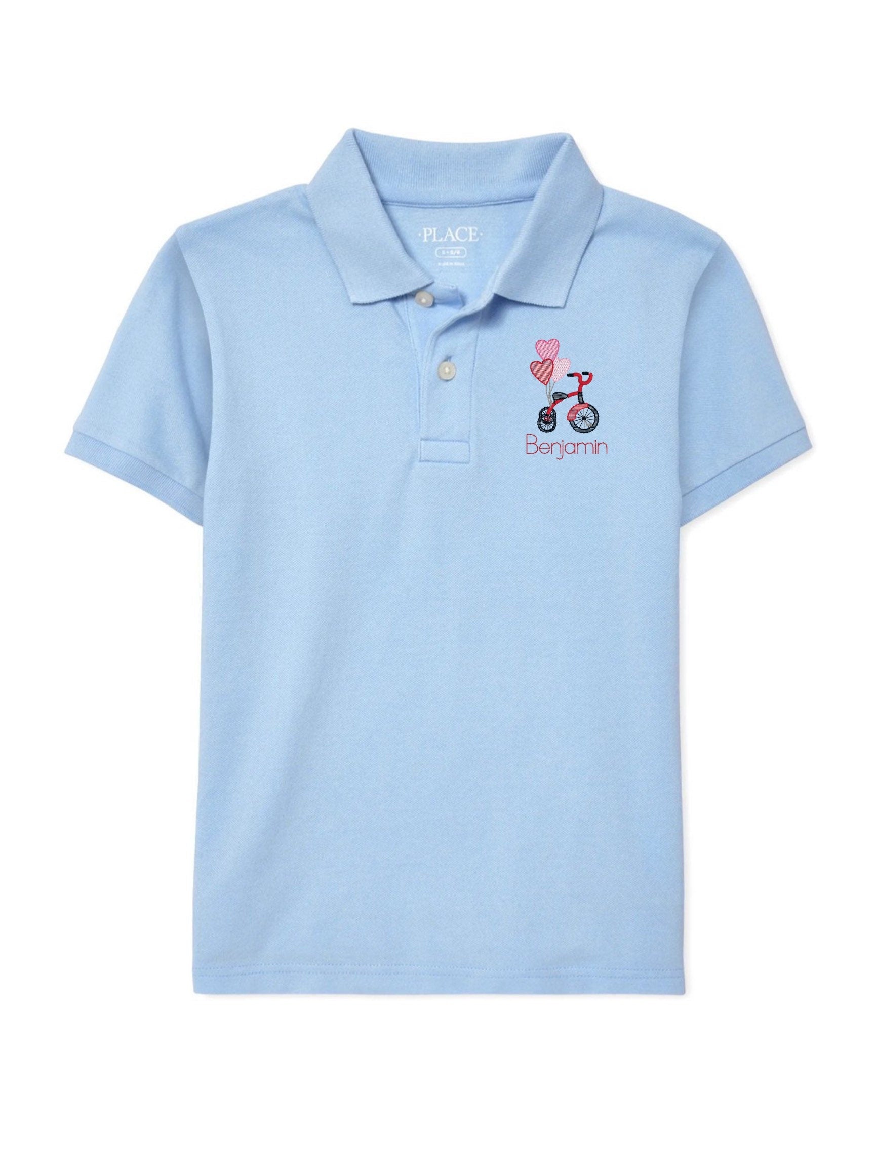 Boys Valentine’s Day Tricycle Monogram Polo Design