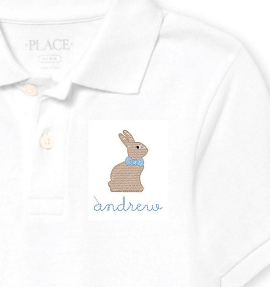 Boys Easter Bunny Monogram Polo Design