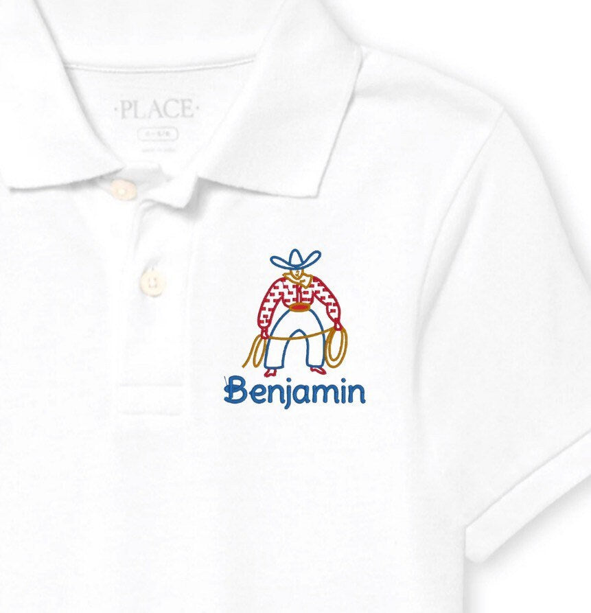 Boys Cowboy Monogram Polo Design