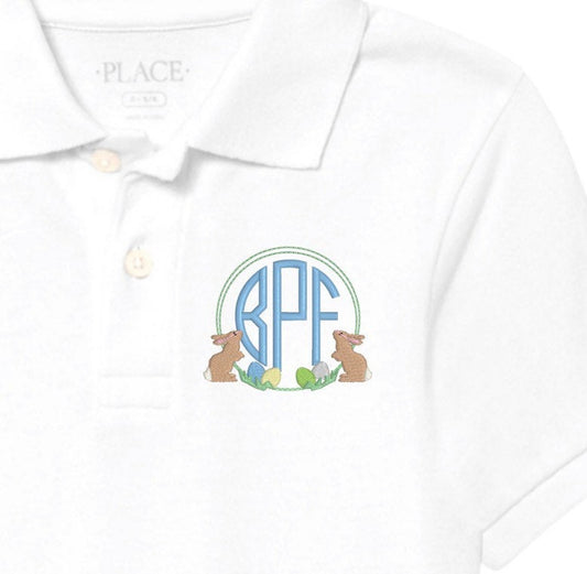 Boys Easter Bunny Monogram Polo Design