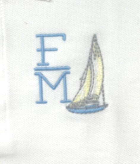 Boys Sailboat Monogram Polo Design