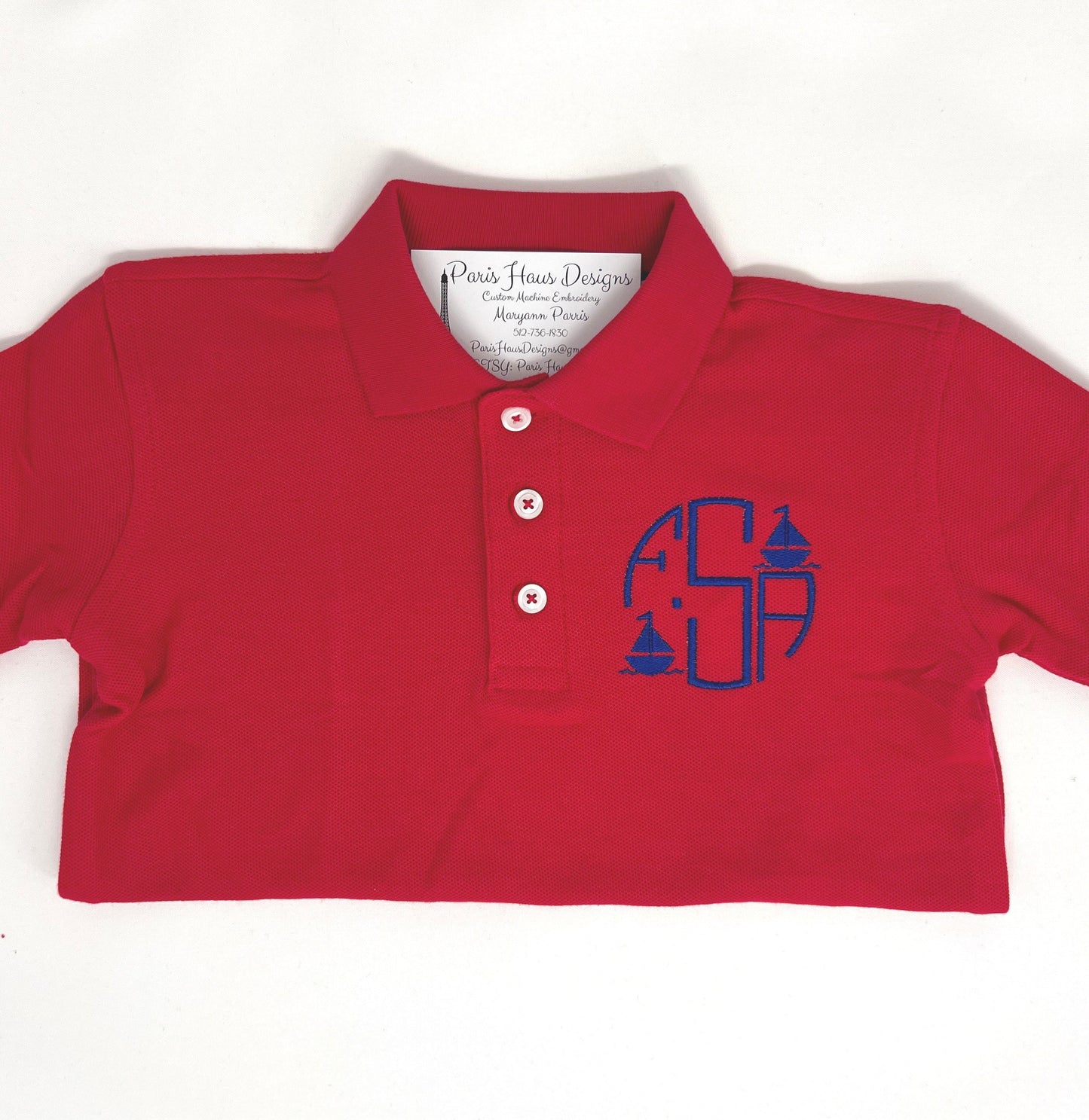 Boys Sailboat Monogram Polo Design