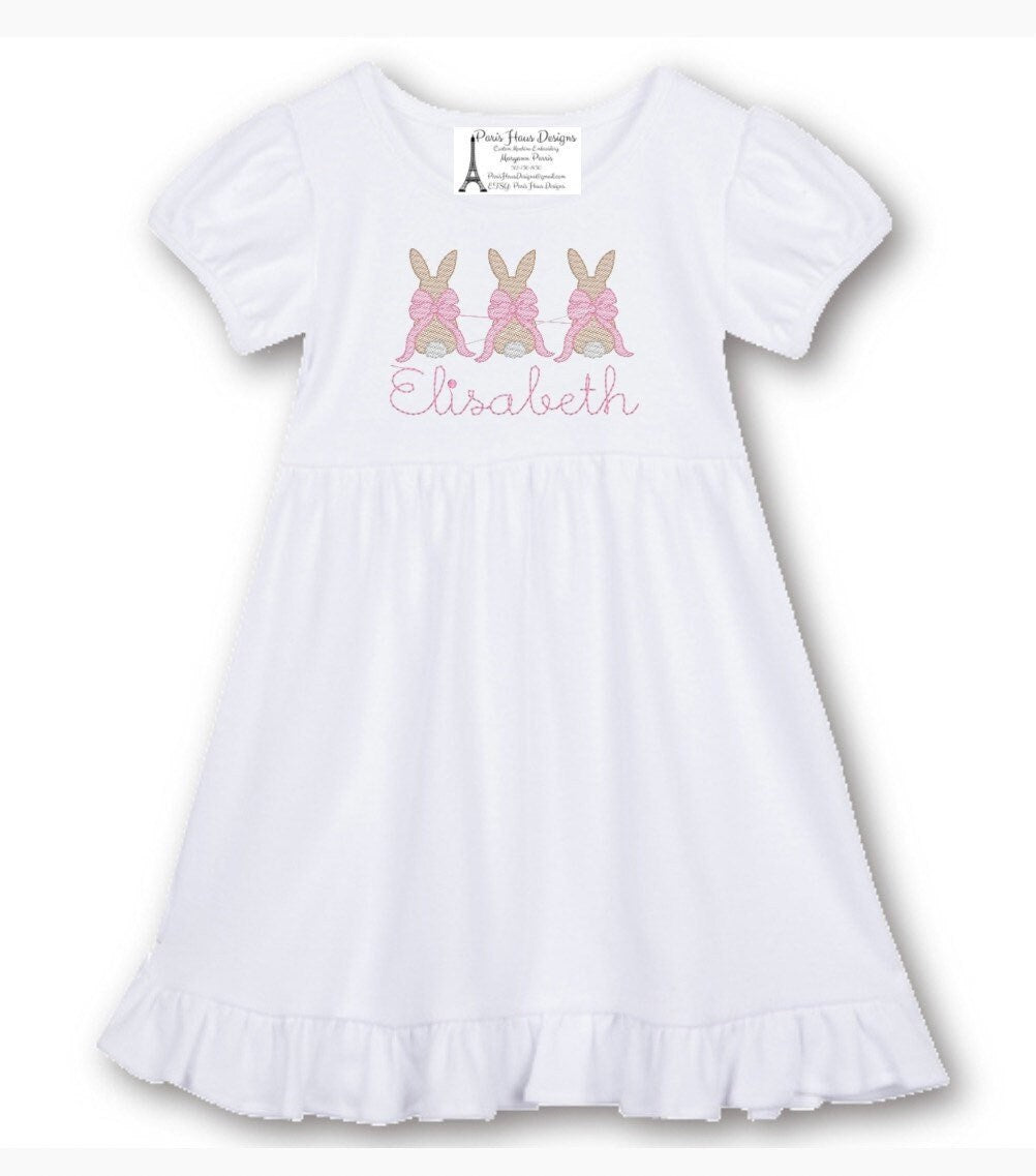 Girls Bunny Trio Monogram Dress
