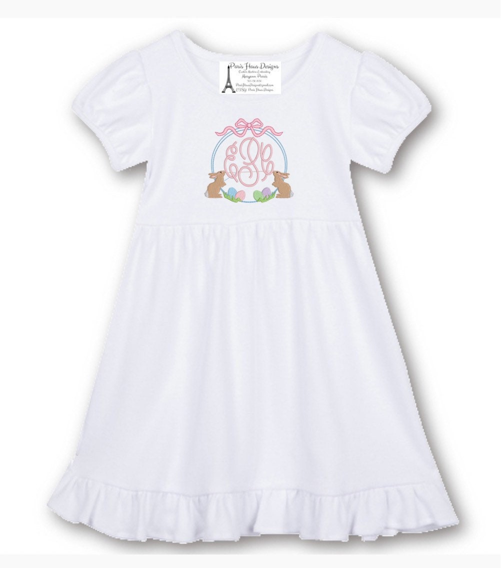 Girls Bunny Frame Monogram Dress