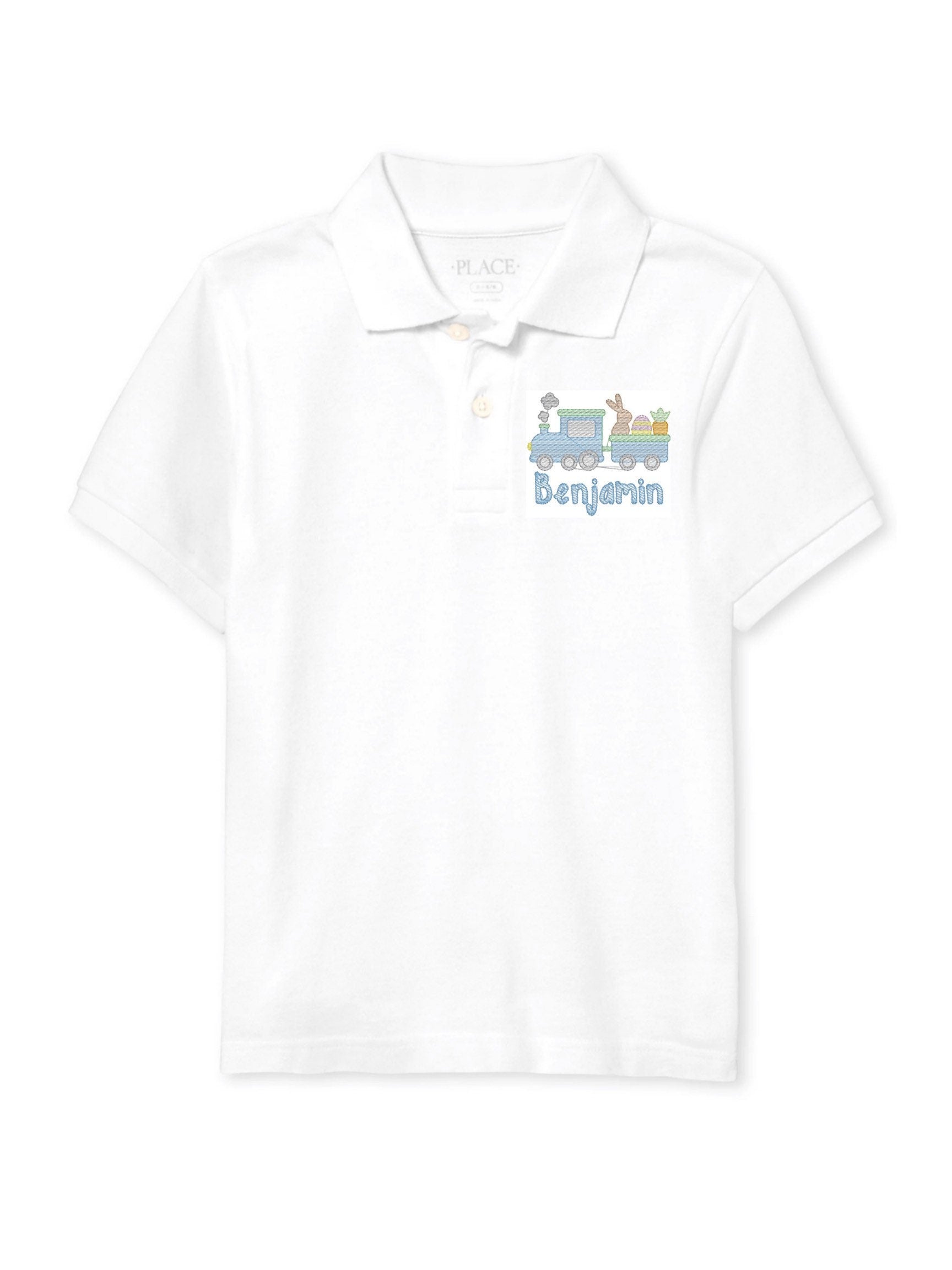 Boys Easter Train Monogram Polo Design