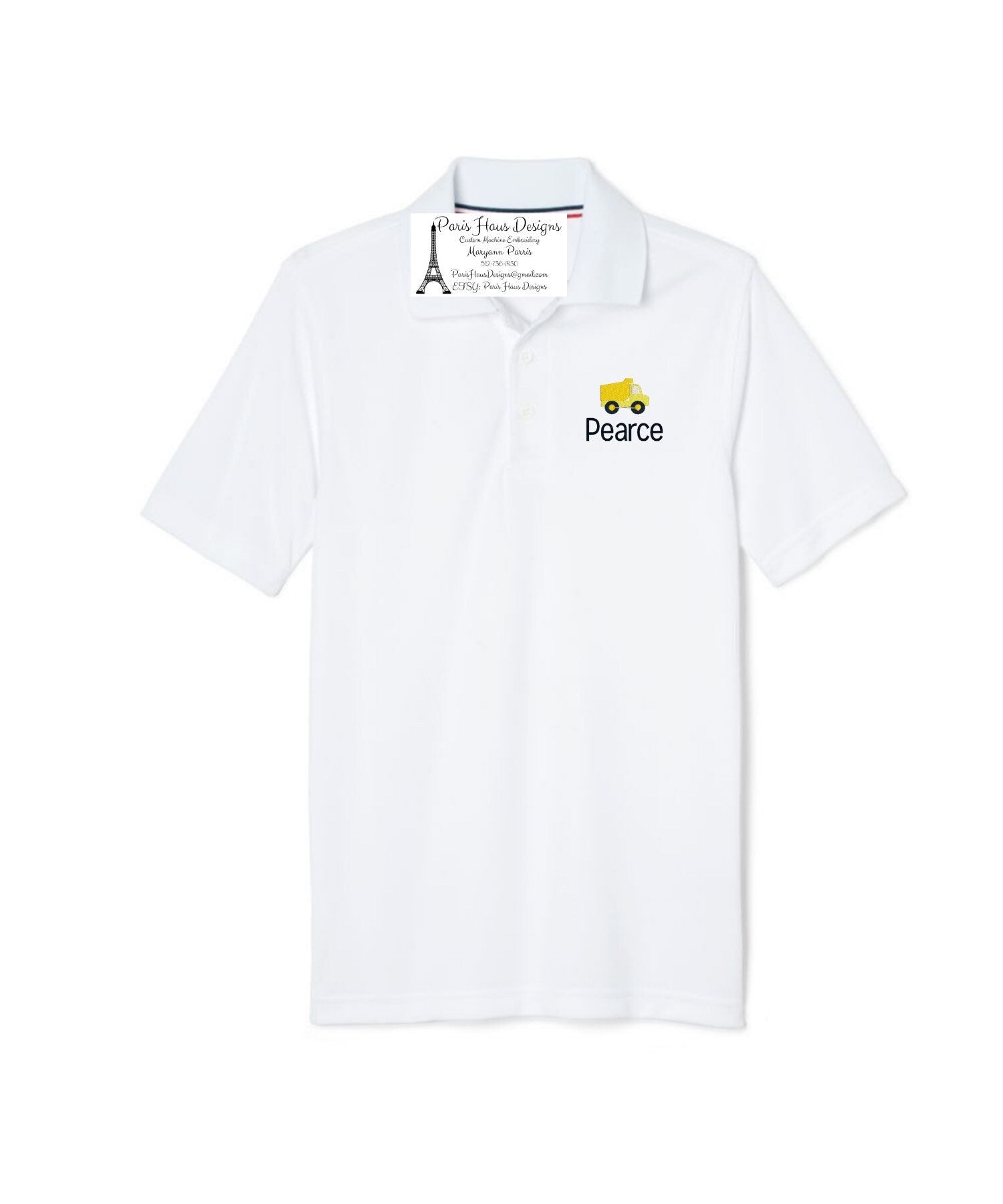 Boys Dump Truck Monogram Polo Design