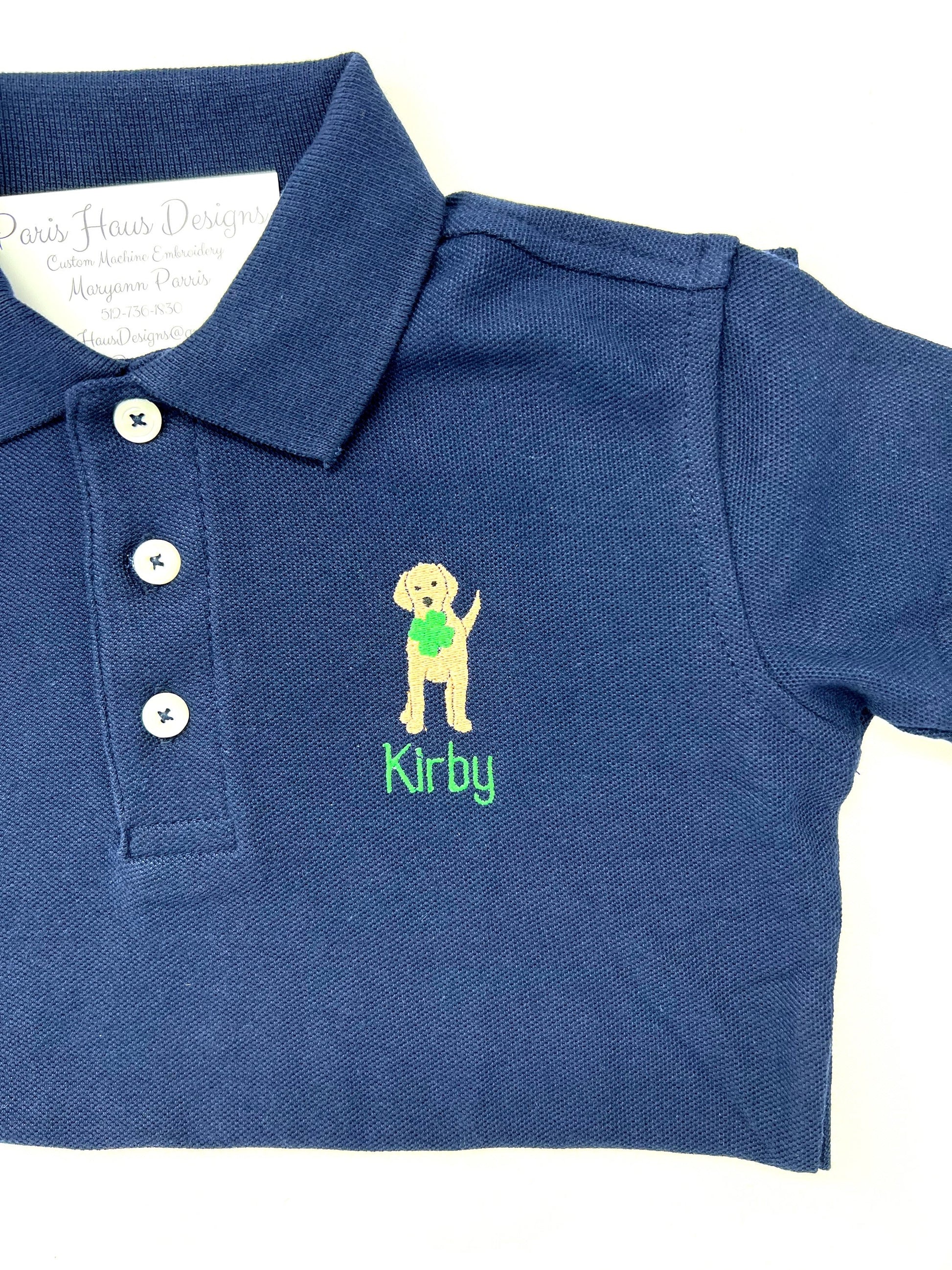 Boys Shamrock Dog Monogram Polo Design
