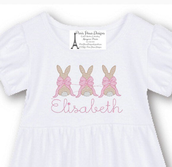 Girls Bunny Trio Monogram Dress