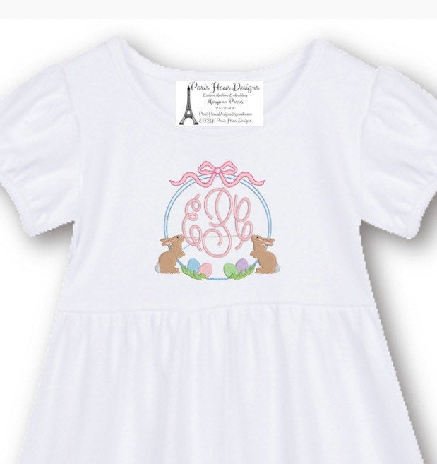 Girls Bunny Frame Monogram Dress