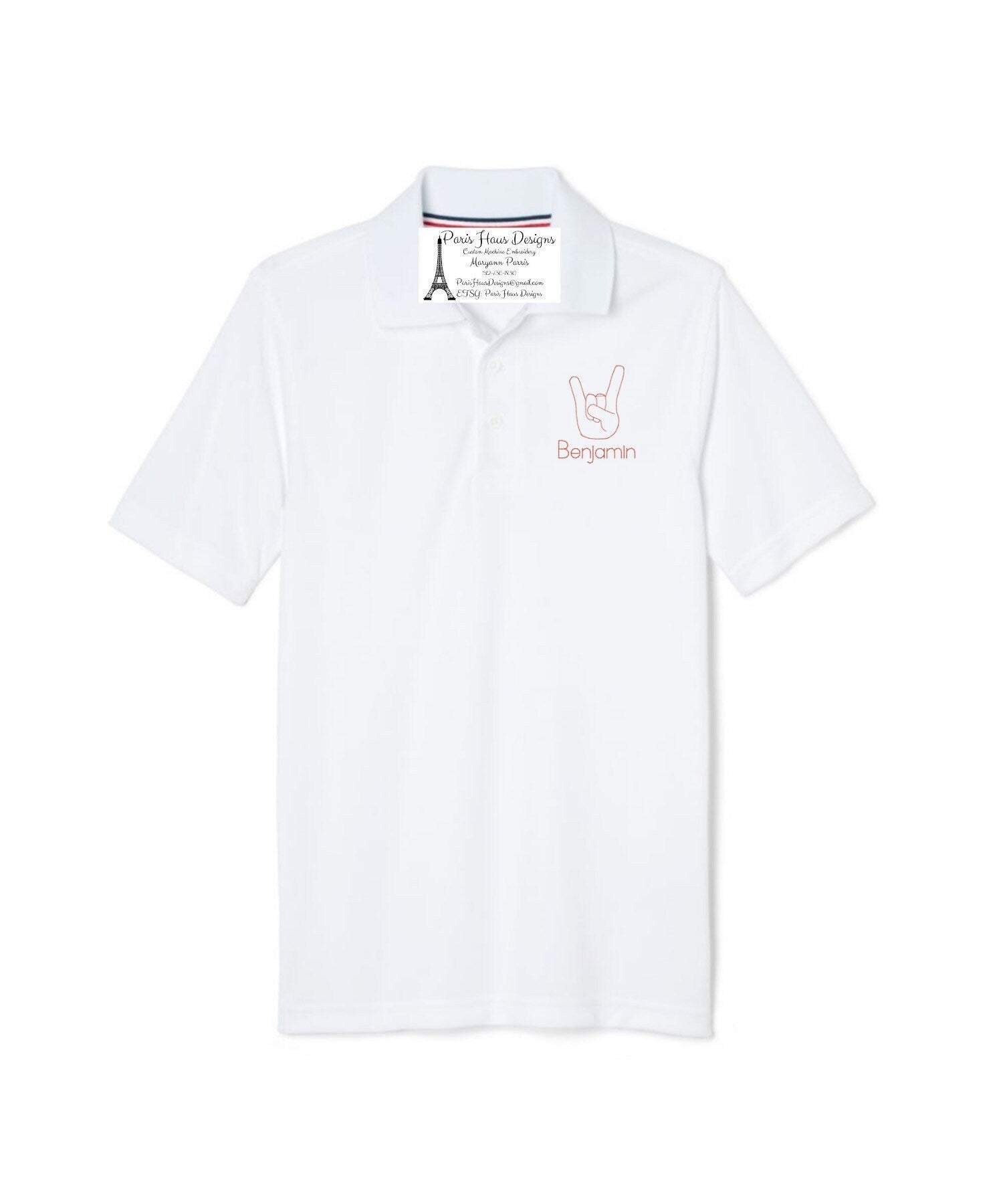 Boys Hook Em Monogram Polo Design