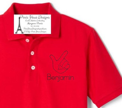 Boys Guns Up Monogram Polo Design