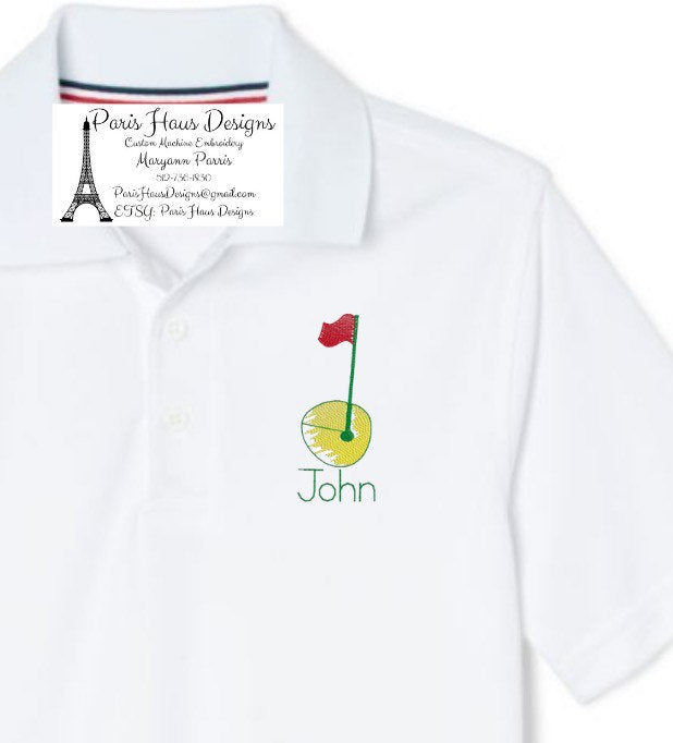 Boys Golf Flag Monogram Polo Design