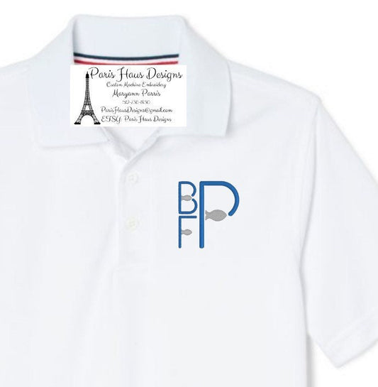 Boys Minnow Monogram Polo Design