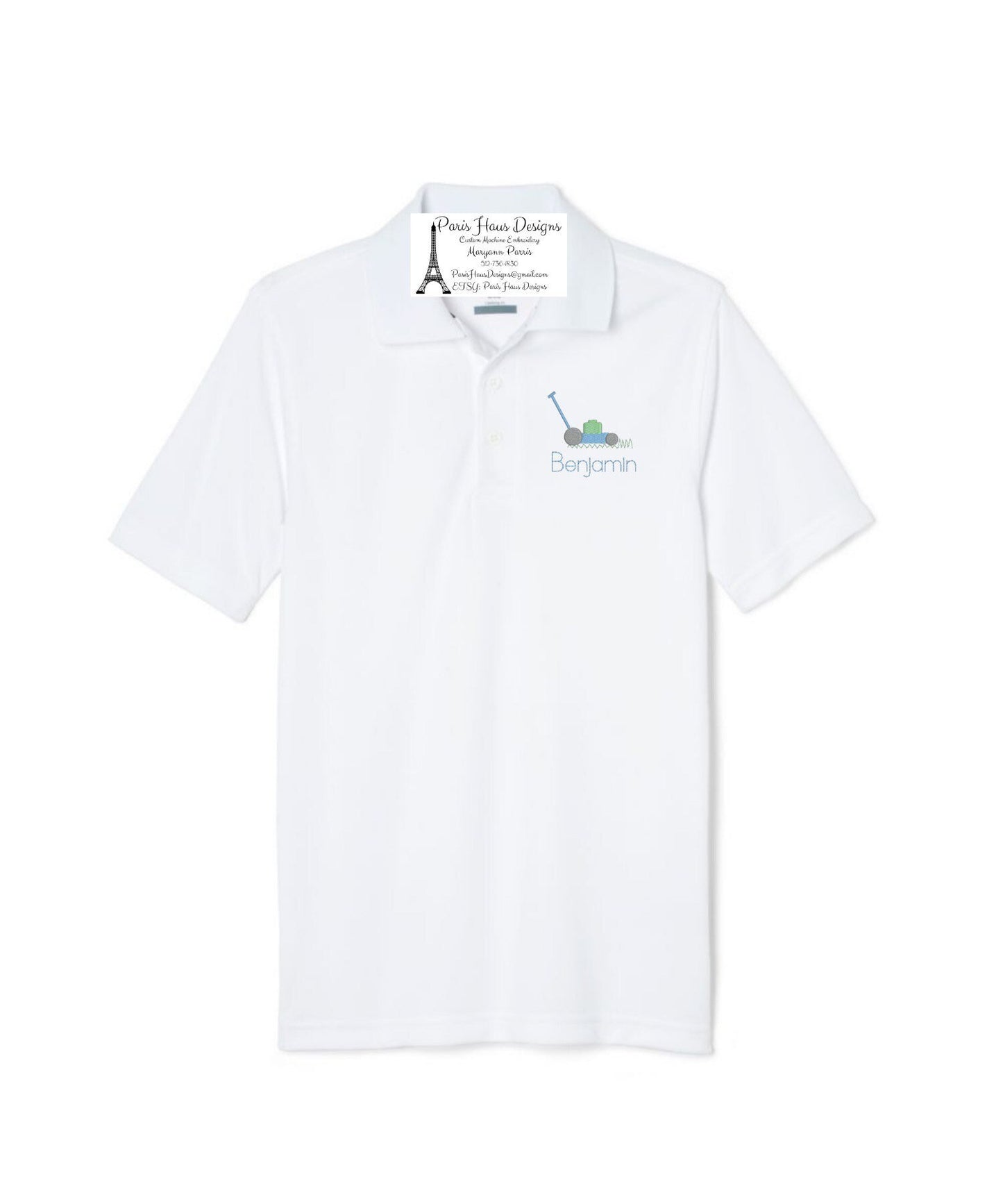 Boys Lawnmower and Monogram Polo Design