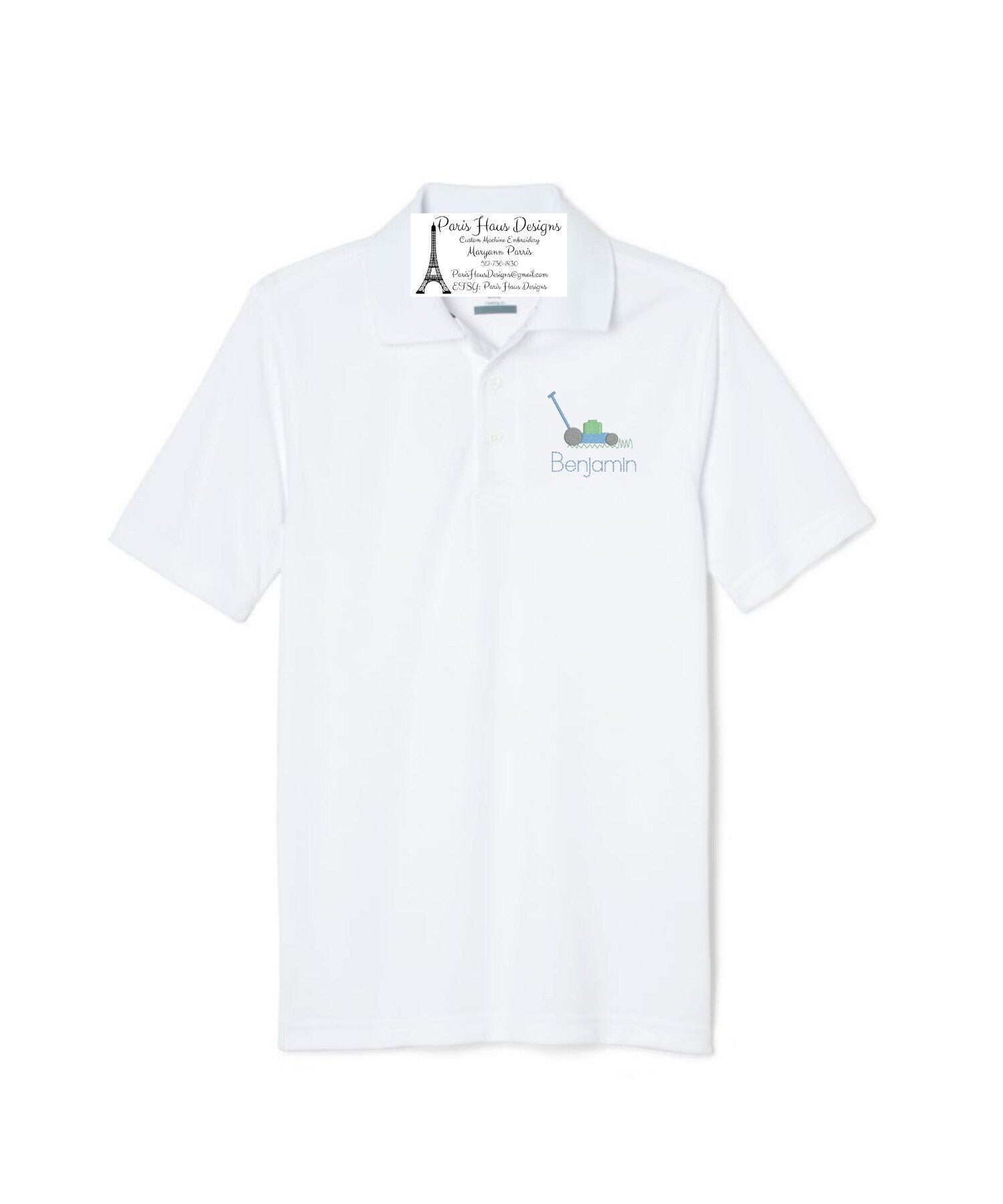 Boys Lawnmower and Monogram Polo Design