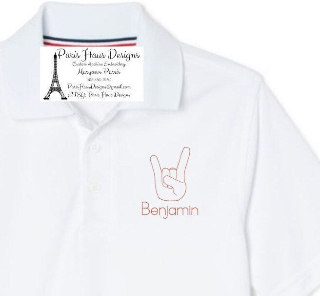 Boys Hook Em Monogram Polo Design