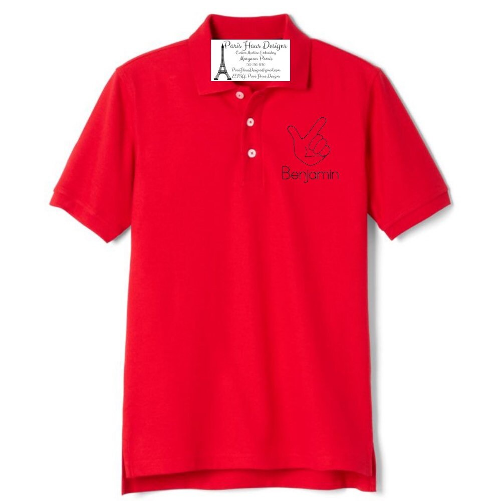 Boys Guns Up Monogram Polo Design