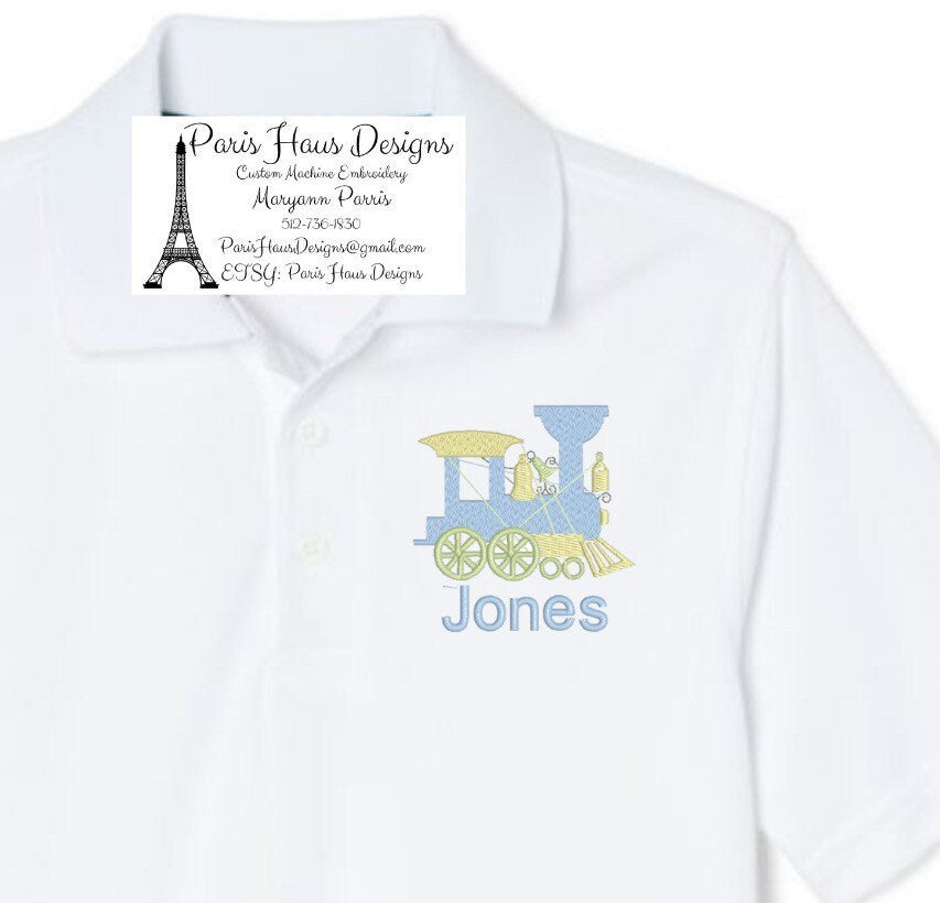 Boys Train Monogram Polo Design