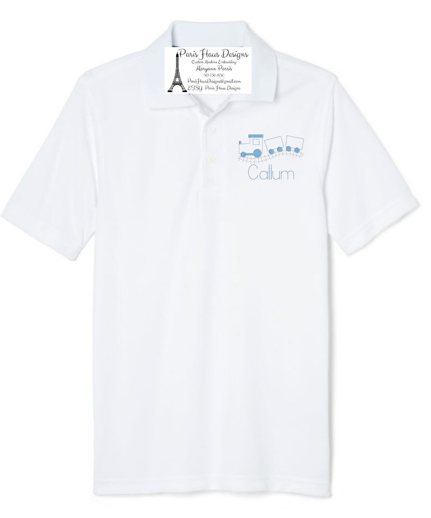 Boys Train Monogram Polo Design