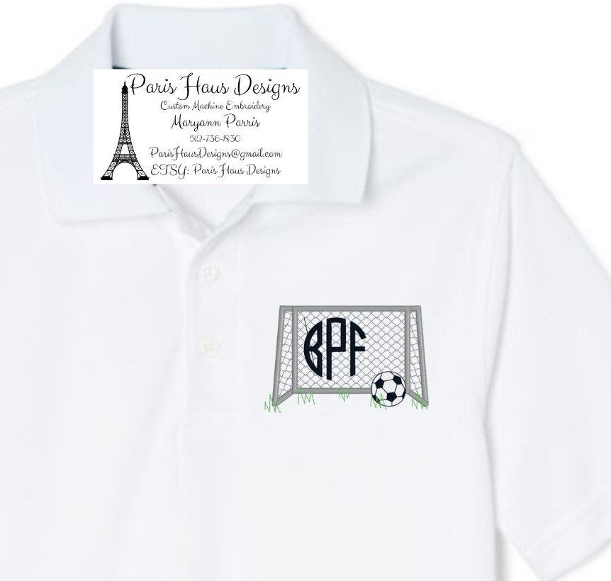 Boys Soccer Goal Monogram Polo Design