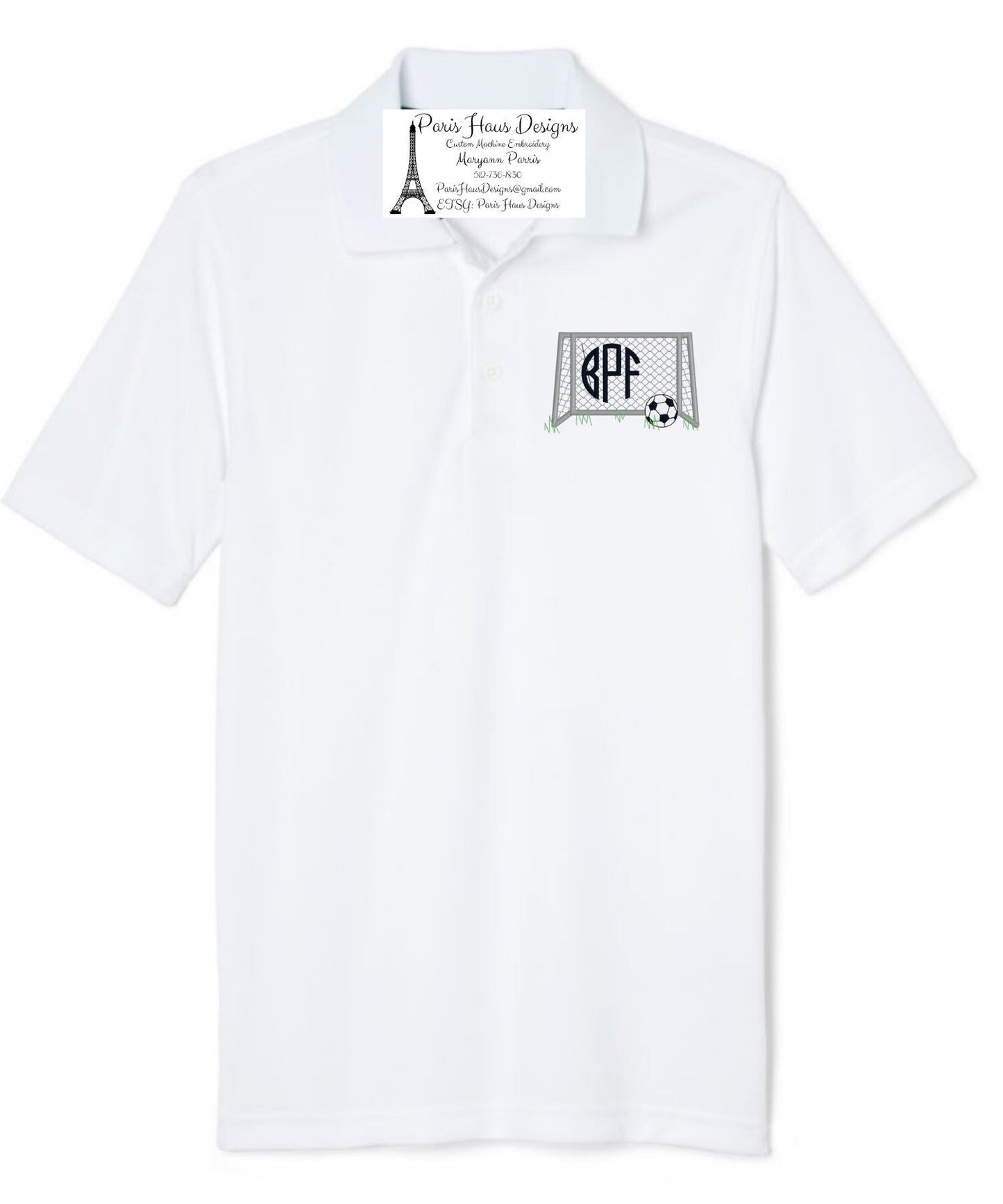 Boys Soccer Goal Monogram Polo Design