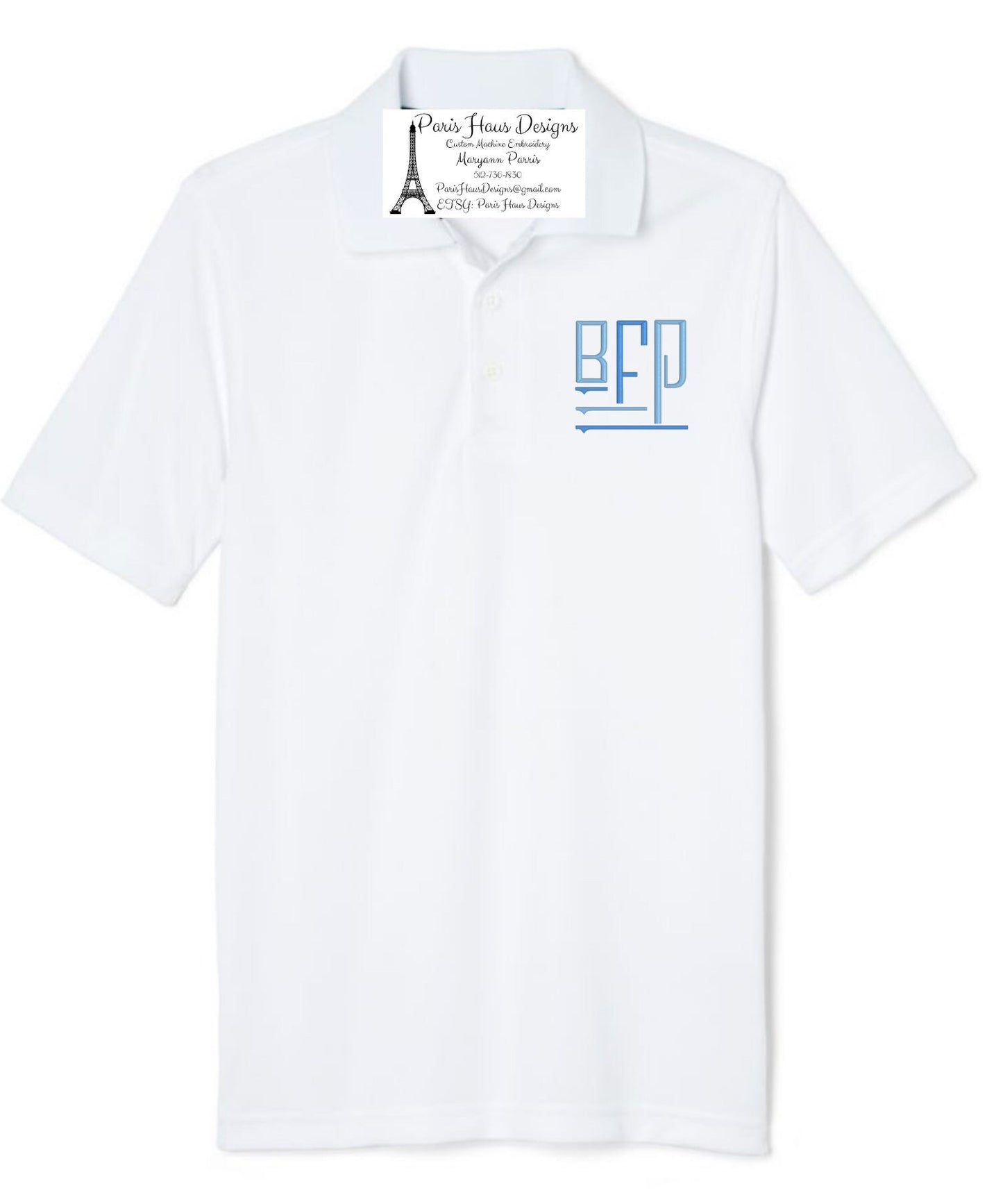 Boys Lined Monogram Polo Design