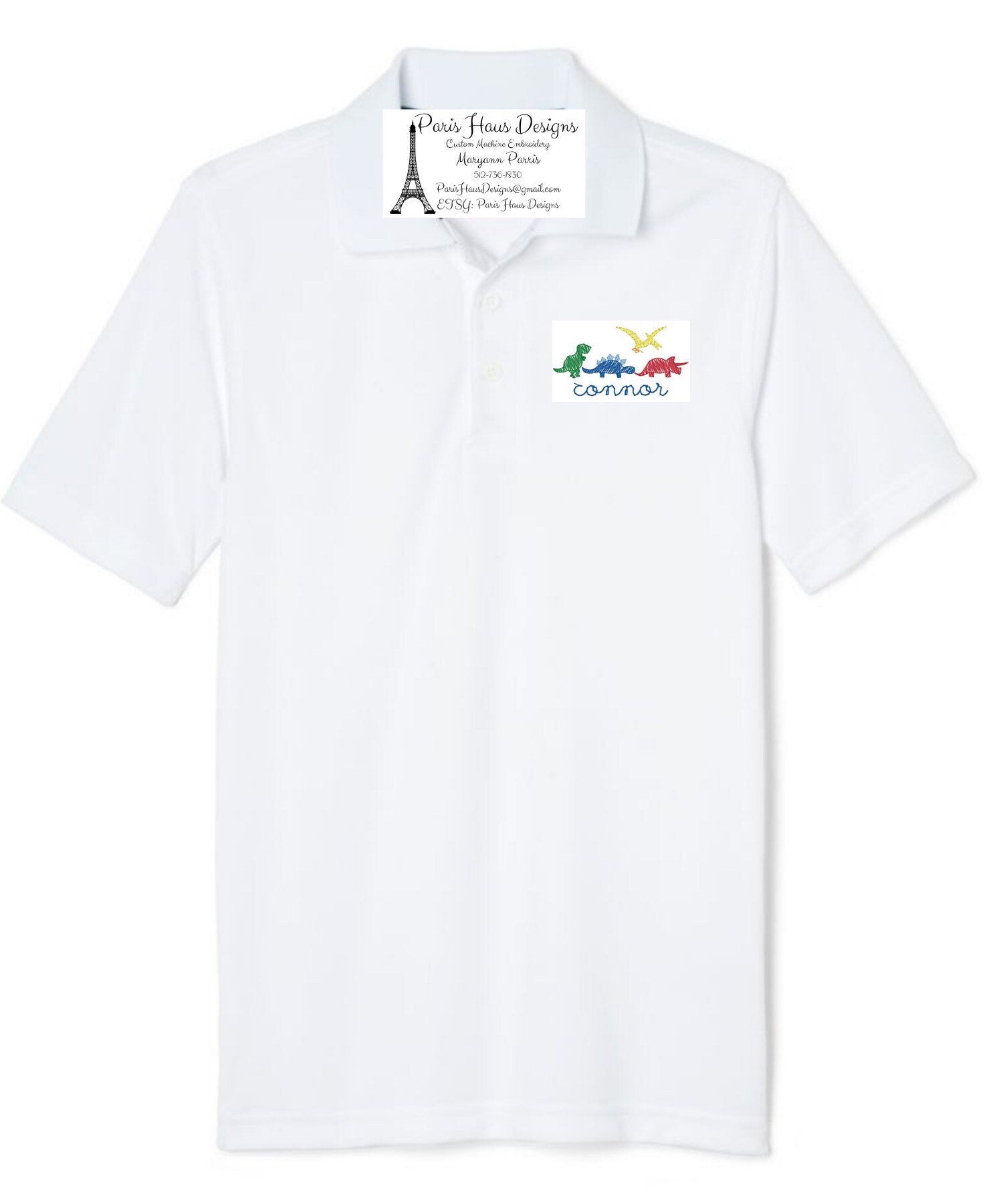 Boys Dinosaur Monogram Polo Design
