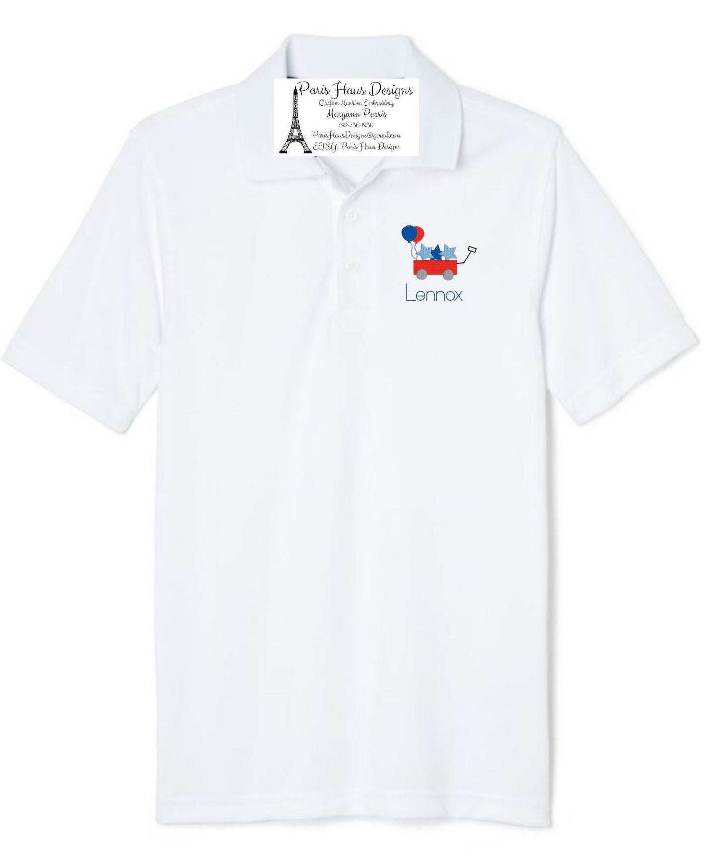 Boys Patriotic Wagon Monogram Polo Design