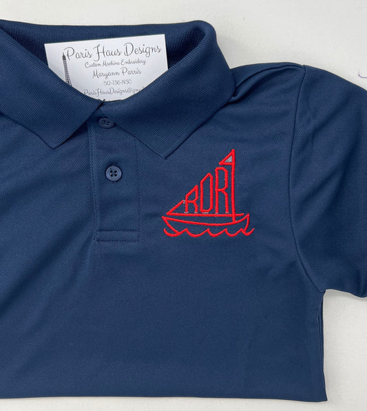 Boys Sailboat Monogram Polo Design