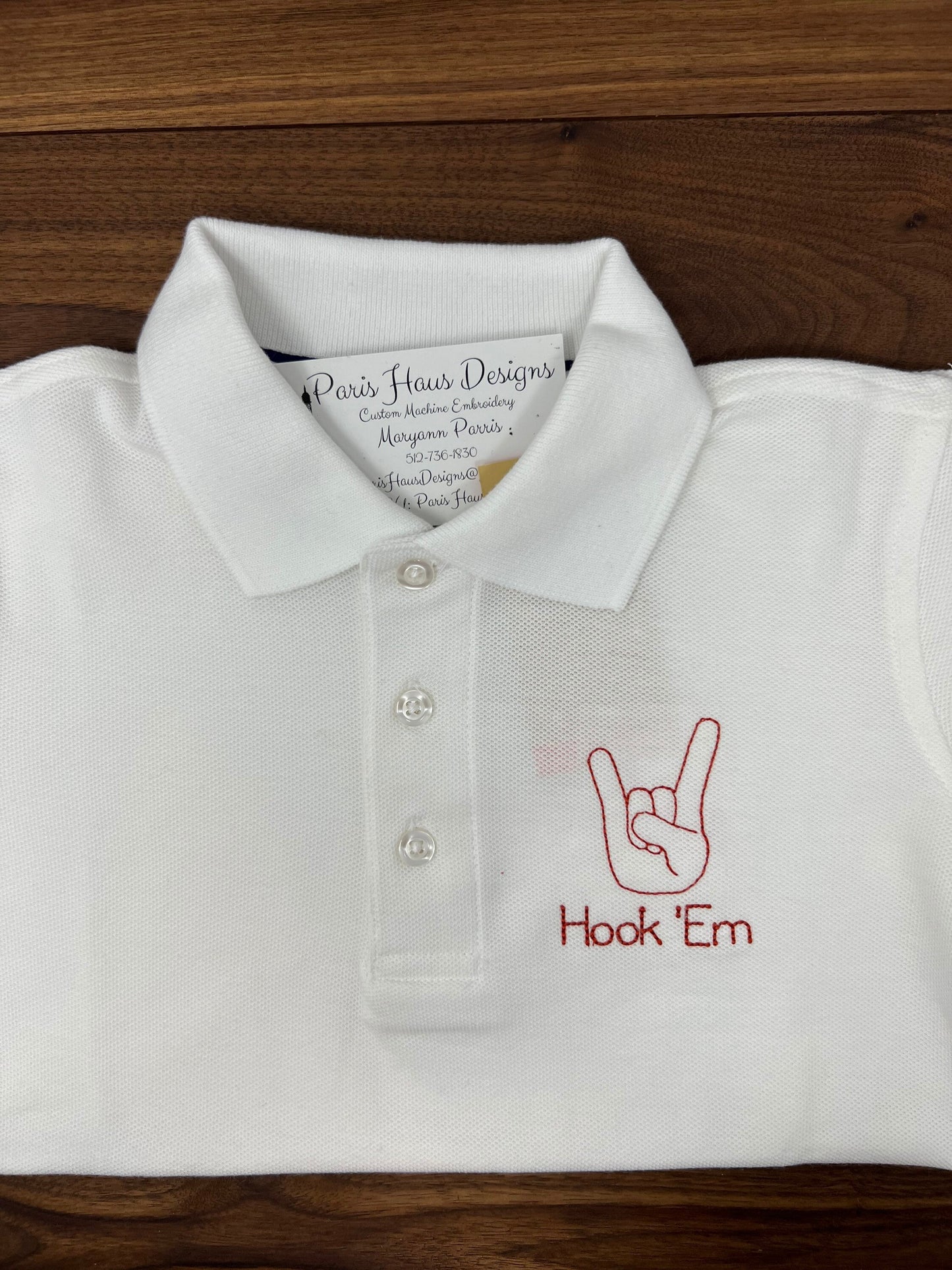 Boys Hook Em Monogram Polo Design