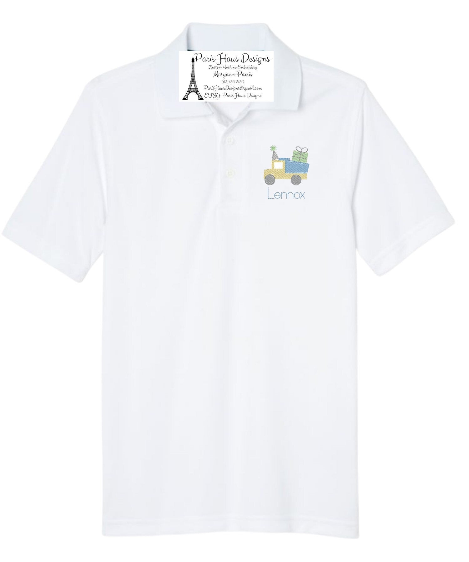 Boys Birthday Dump Truck Monogram Polo Design