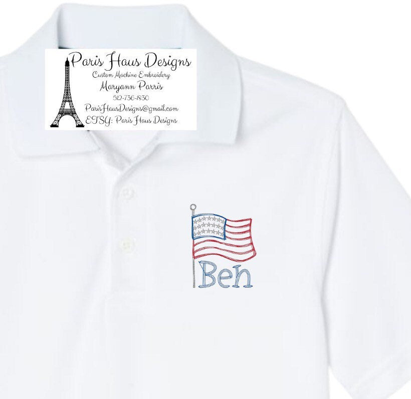 Boys Flag Monogram Polo Design