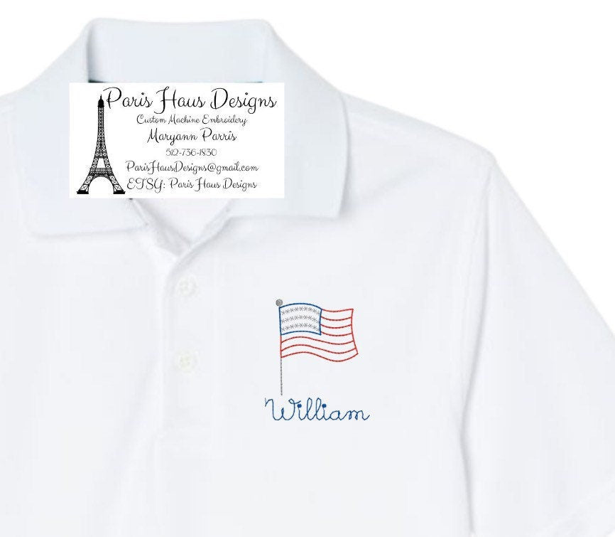 Boys Flag Monogram Polo Design